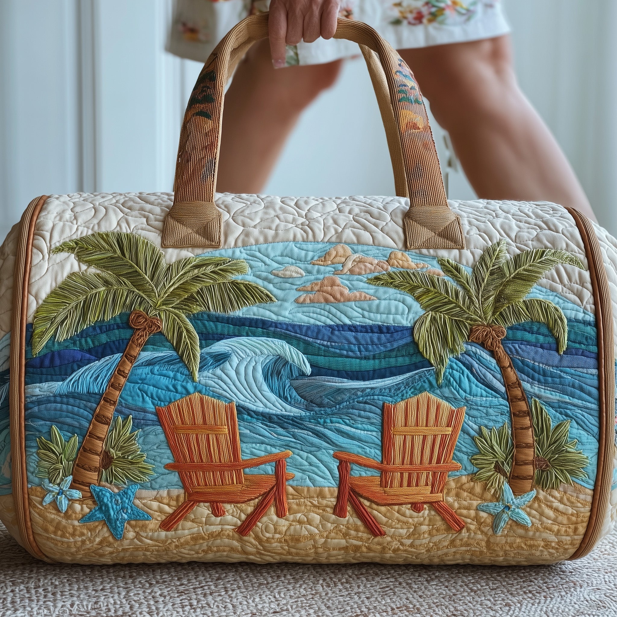 Tropical Beach Quilted Duffle Bag Winter Season Must Have