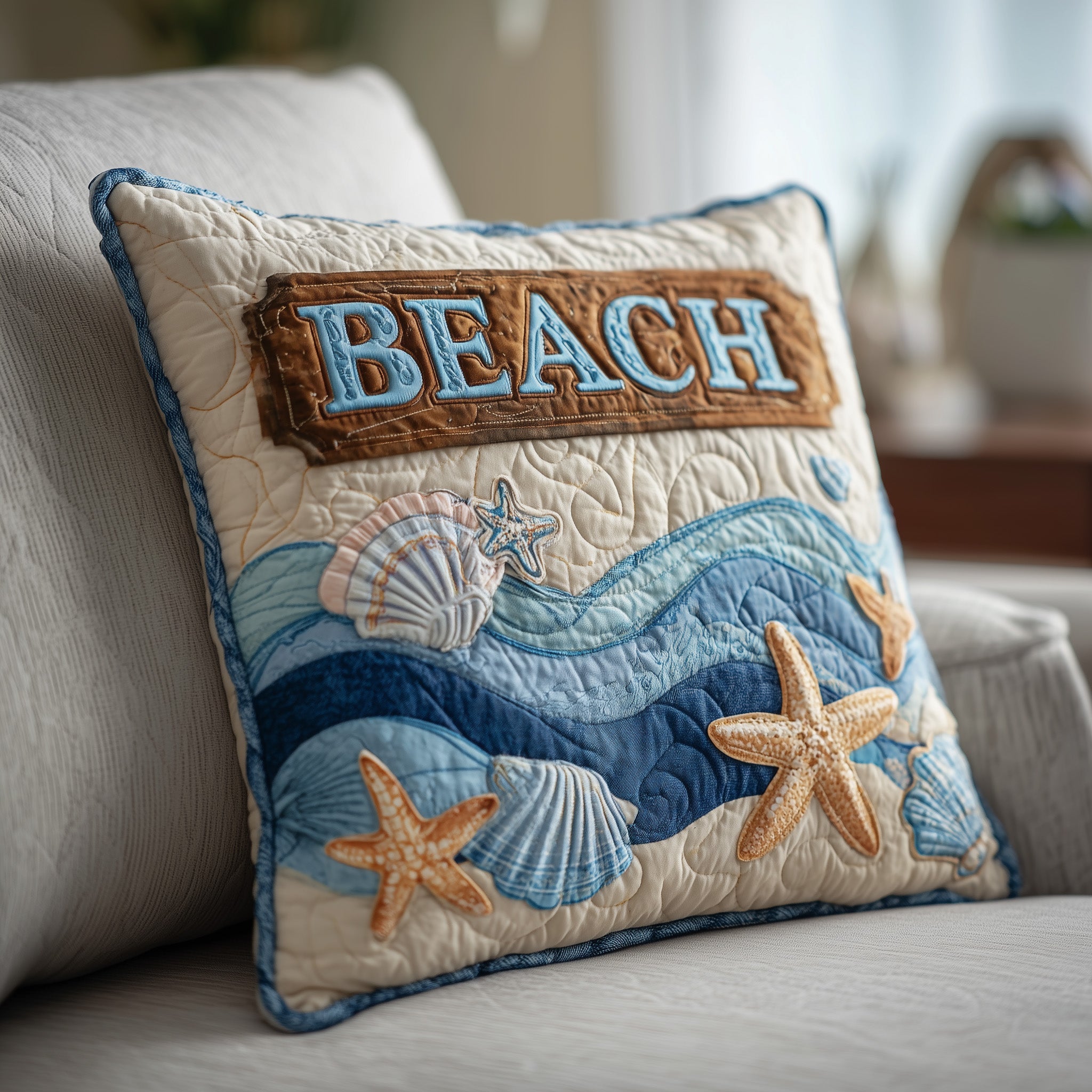 Tropical Beach Quilted Pillow Case Square Pillow Cushion CoverChristmas Gifts For Beach Lovers