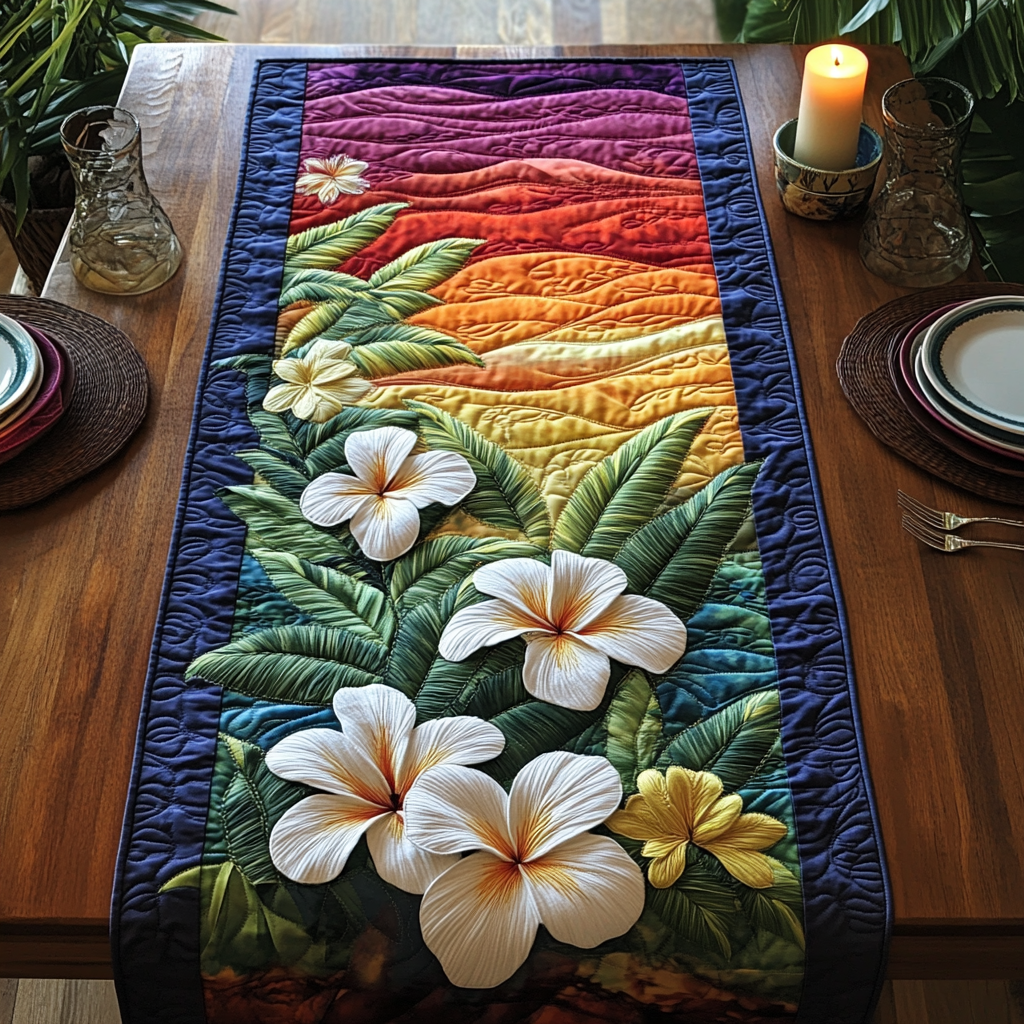 Tropical Bliss Quilted Table Runner Dining Room Decor Christmas Flower Gifts