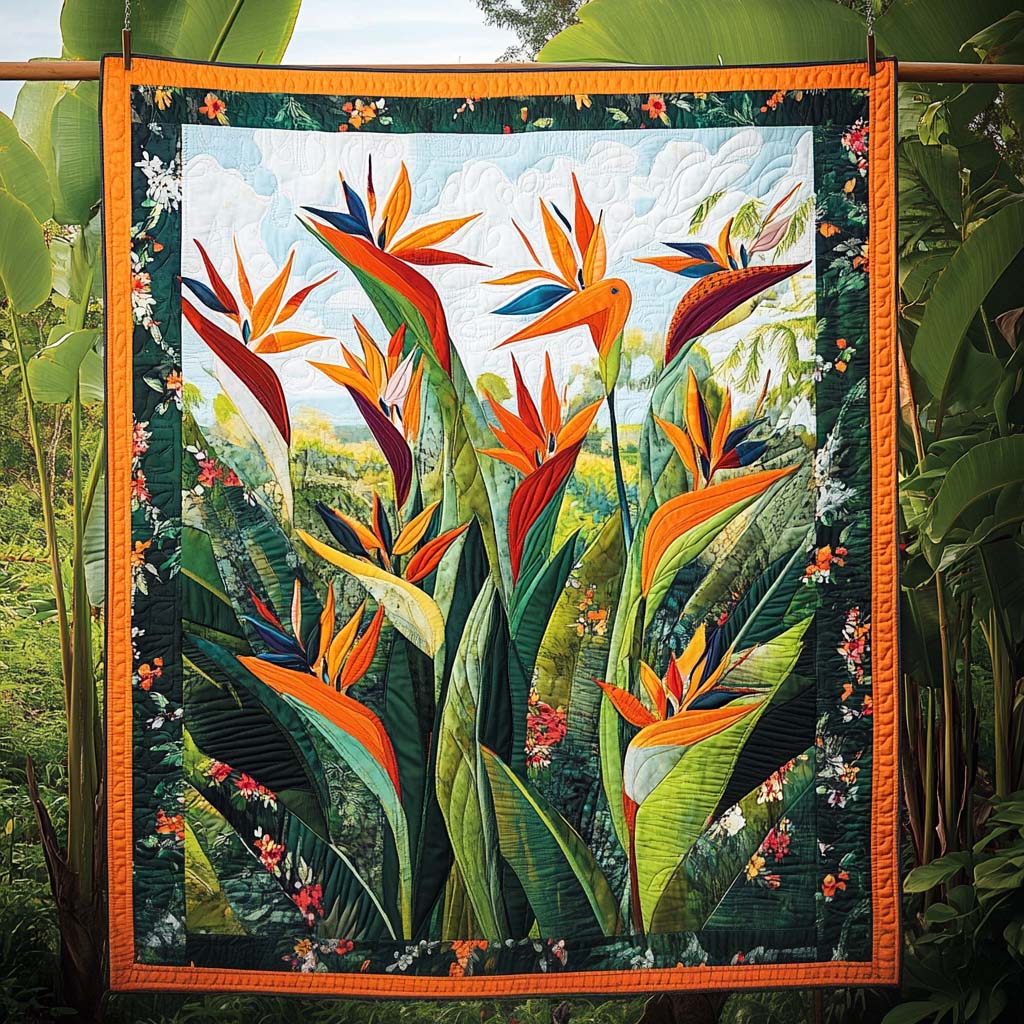 Tropical Bloom Dance Quilted Blanket Tropical Throw Blanket