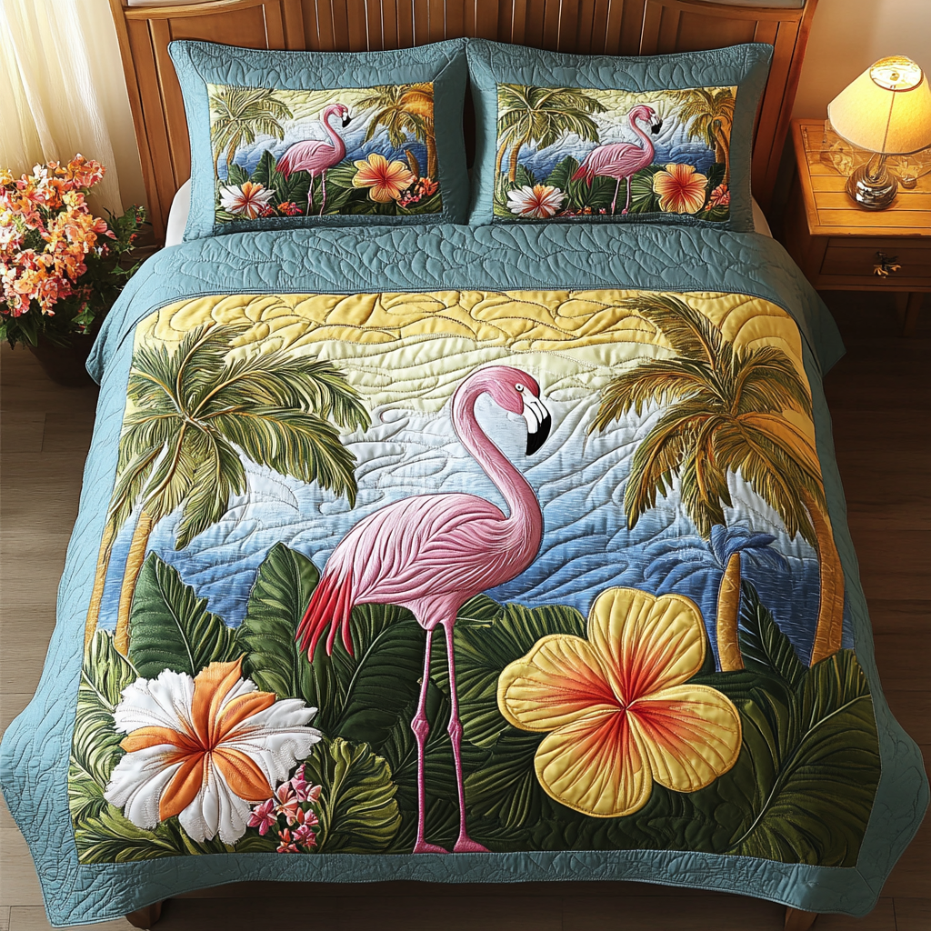 Tropical Bloom Quilted Bedding Set Bedroom Decorations Best Flamingo Christmas Gifts