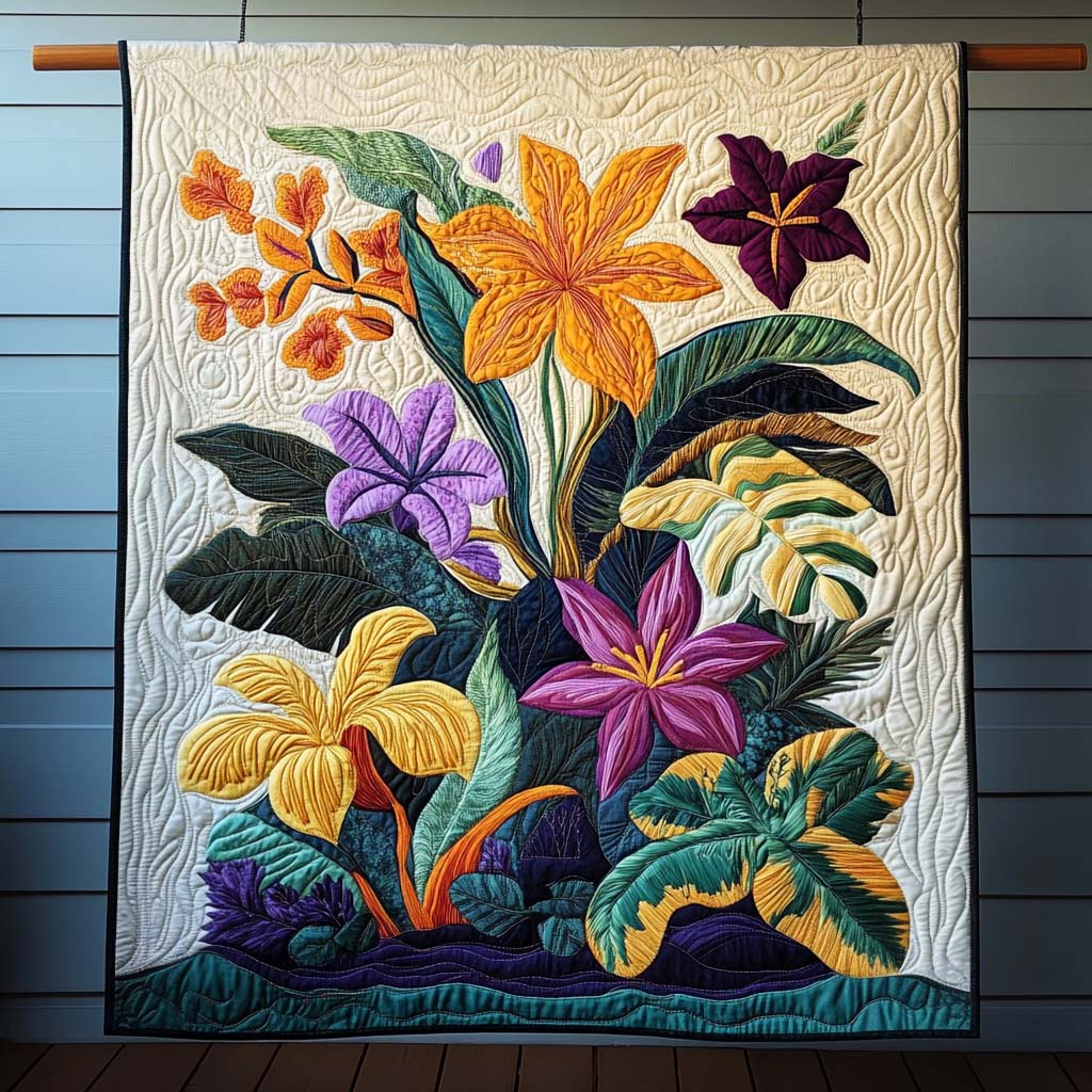 Tropical Bloom Quilted Blanket Christmas Gifts For Parents