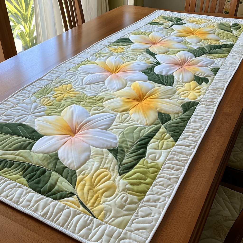 Tropical Blooms Quilted Table Runner Floral Table Cover Gifts For Family