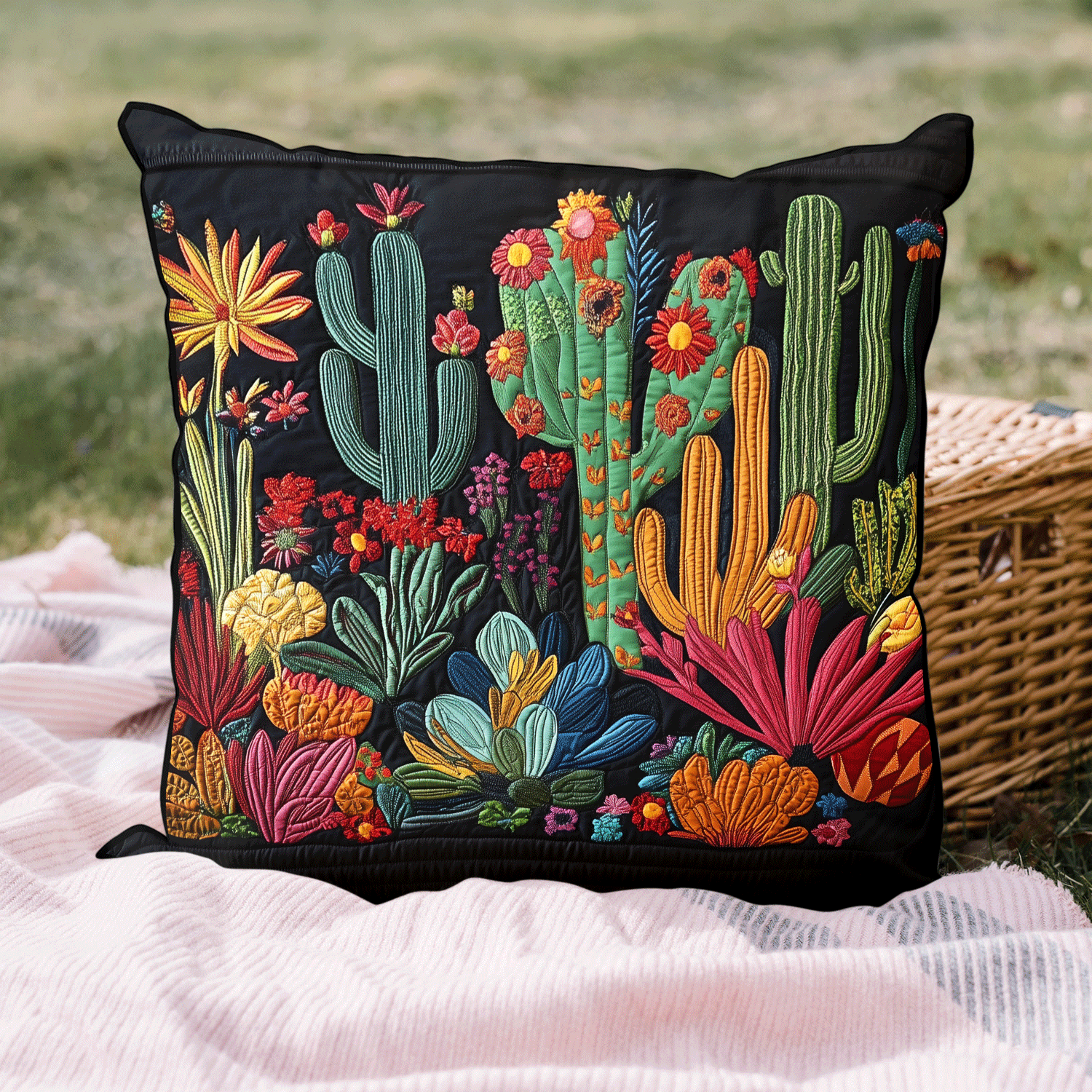 Tropical Cactus Quilted Pillow Case Christmas Throw Pillow Case