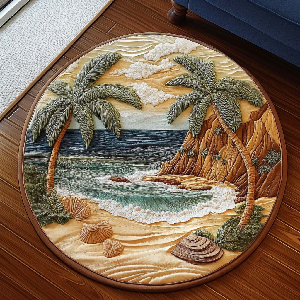Tropical Calm Quilted Round Mat Outdoor Entryway Decor Christmas Gifts For Beach Goers