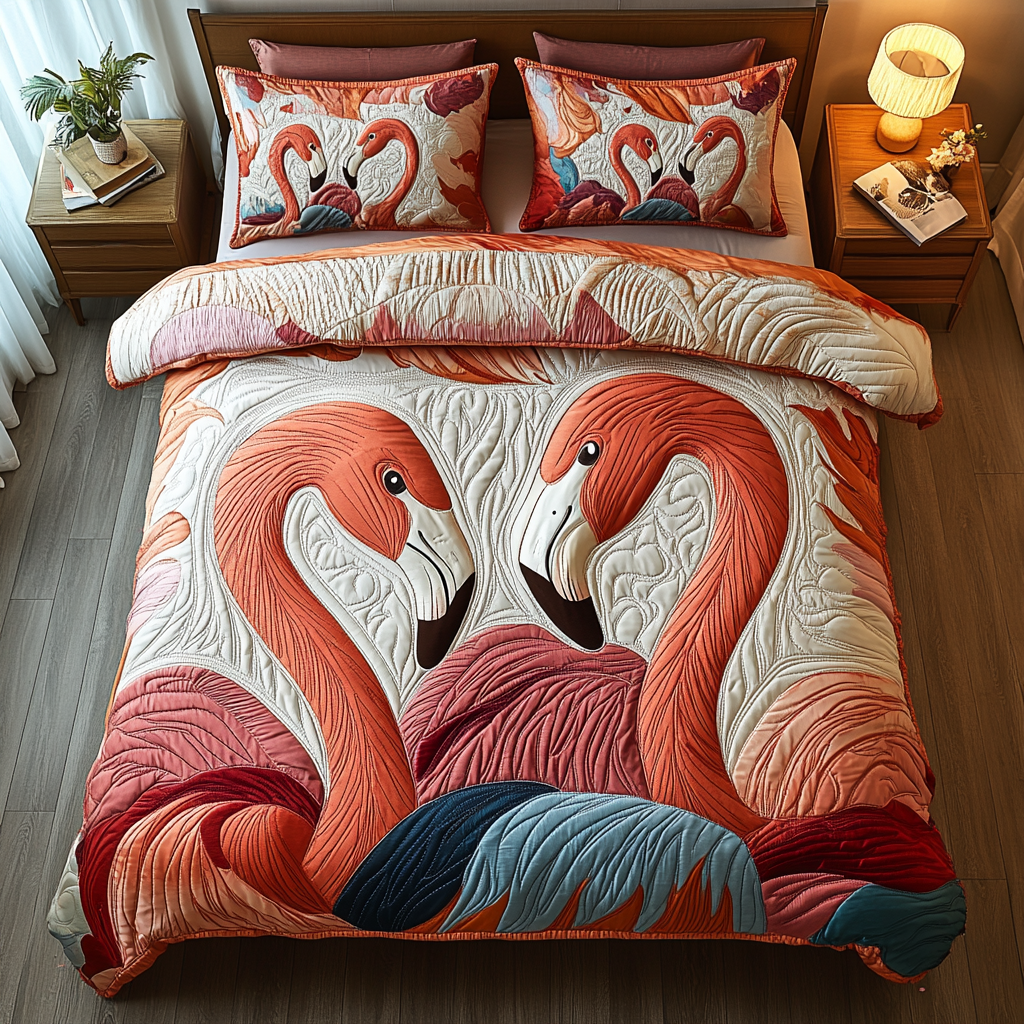 Tropical Charm Quilted Bedding Set Elegant Bedding Set Gift for Newlyweds