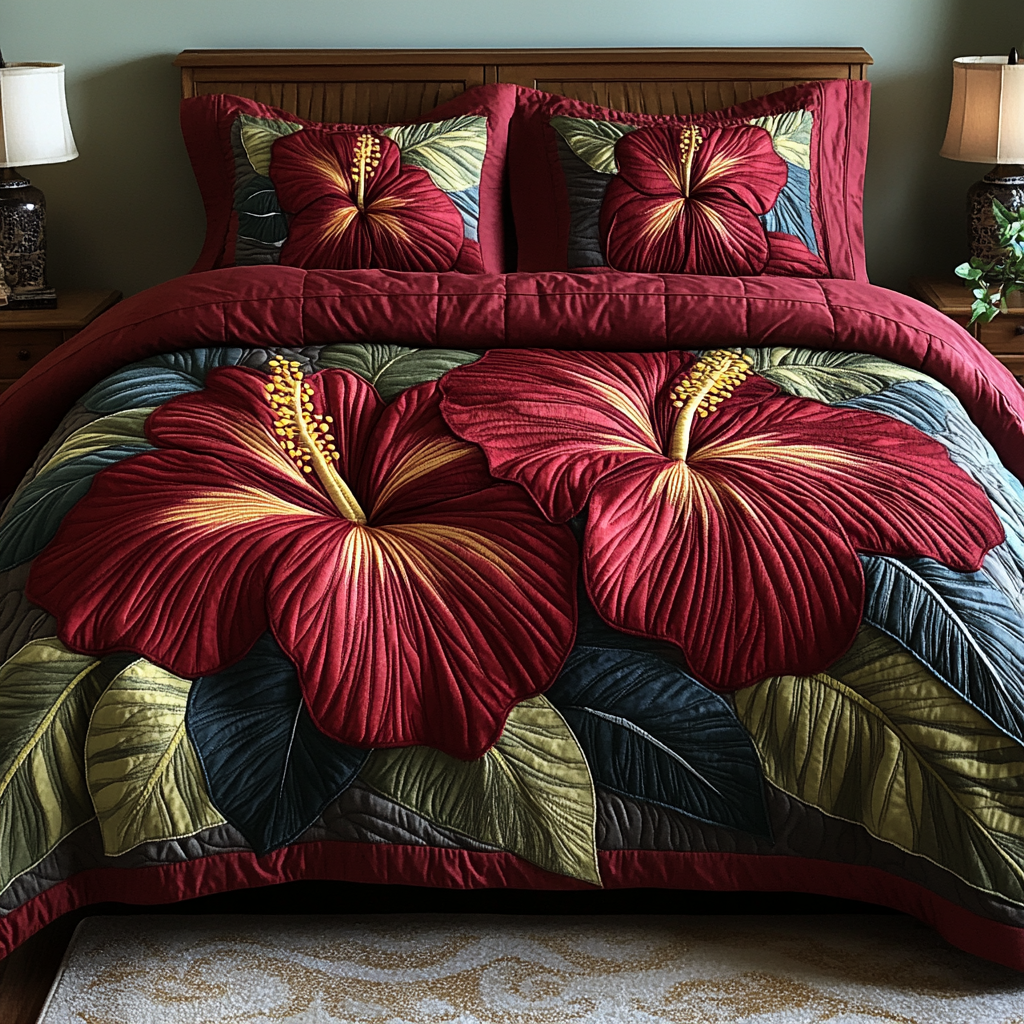 Tropical Charm Quilted Bedding Set Unique Bed Sheet Set Christmas Gifts For Flower Lovers