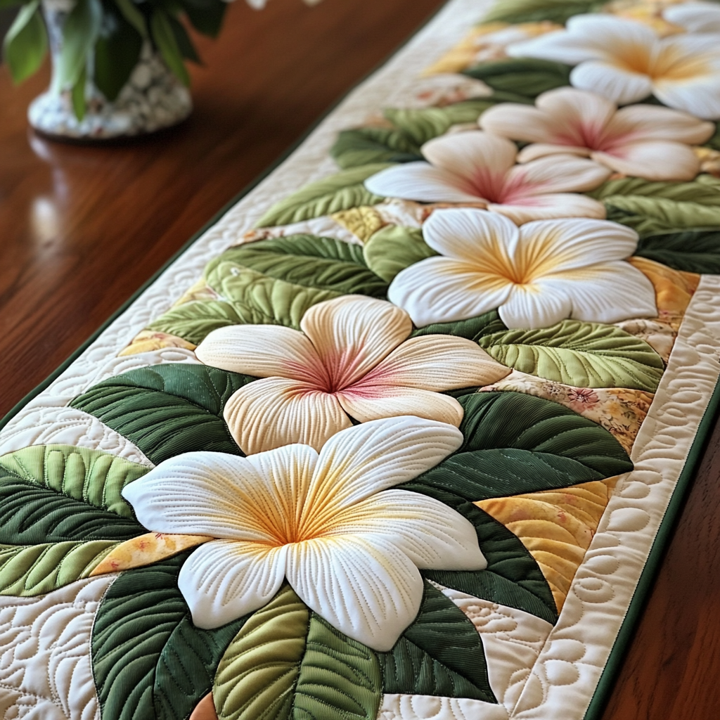 Tropical Charm Quilted Table Runner Holiday Table Runners Christmas Floral Gifts