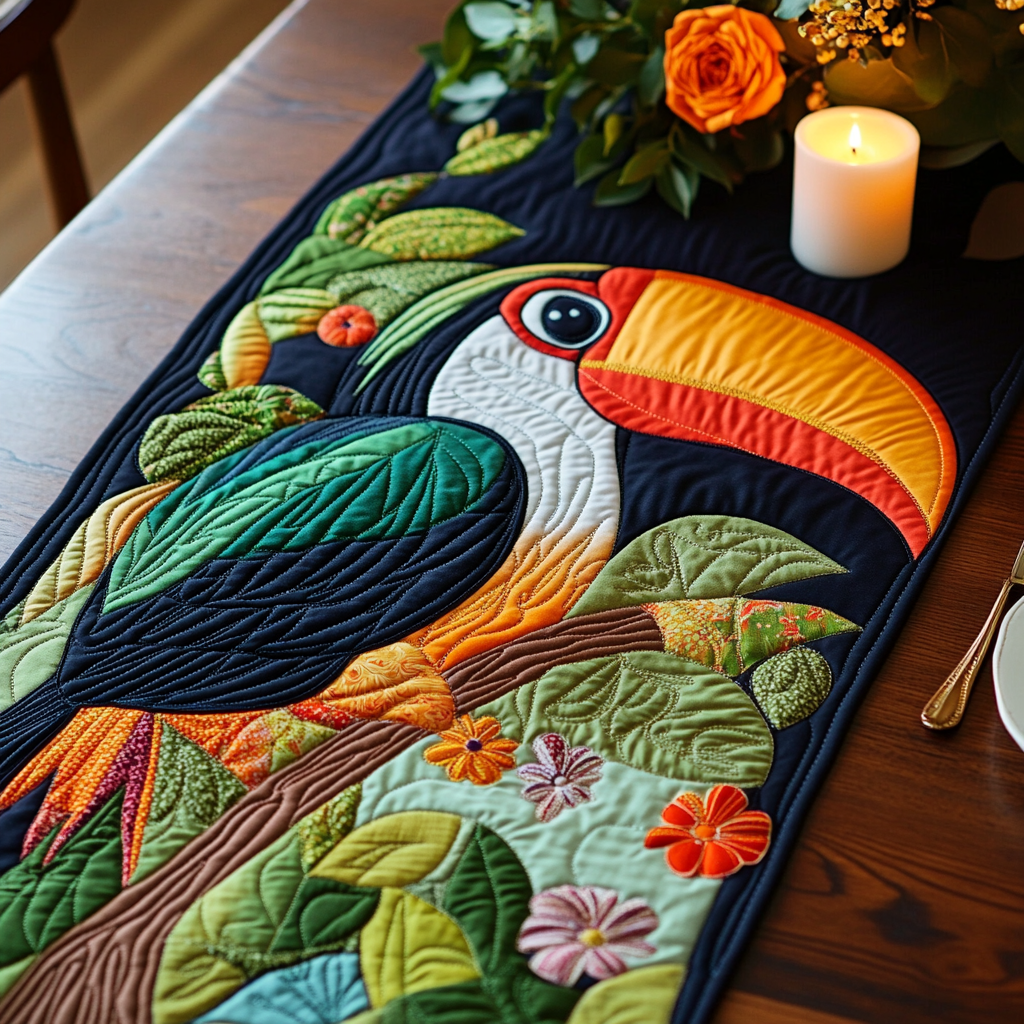 Tropical Charm Quilted Table Runner Kitchen Table Decor Ideas Christmas Presents For Bird Lovers