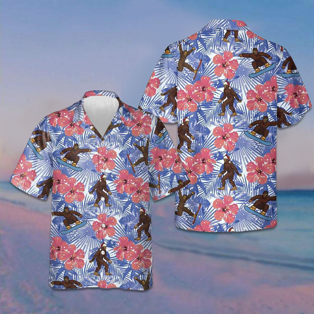 Tropical Christmas Bigfoot Hawaiian Shirt Button Up Summer Shirts For Men Gift Ideas Tropical Christmas Bigfoot Hawaiian Shirt Button Up Summer Shirts For Men Gift Ideas