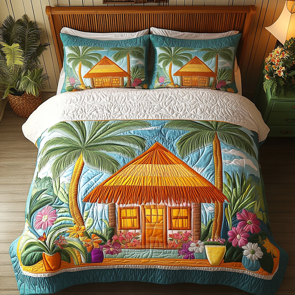 Tropical Dawn Quilted Bedding Set Trendy Bedding Set for Bedroom Makeover