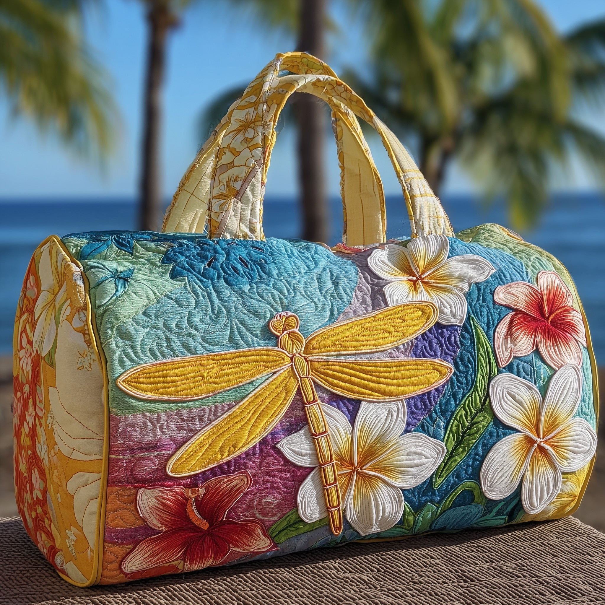 Tropical Dragonfly Quilted Duffle Bag For Carry On Use