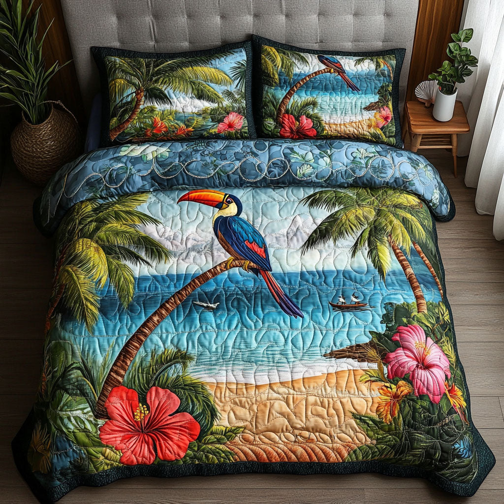 Tropical Escape Quilted Bedding Set Bed Decorations Great Gifts For Bird Lovers