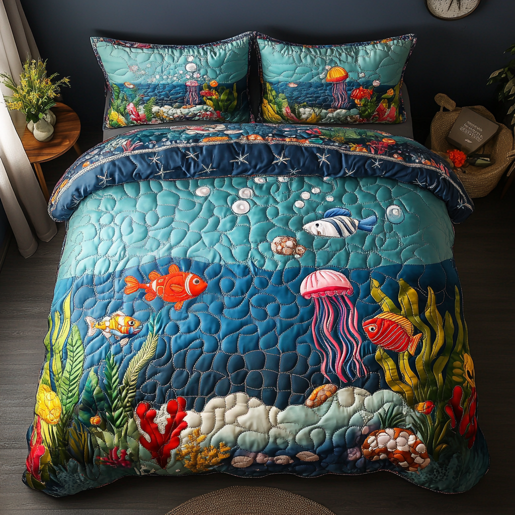 Tropical Escape Quilted Bedding Set Bedroom Decor Ideas Best Fishing Gifts For Dad