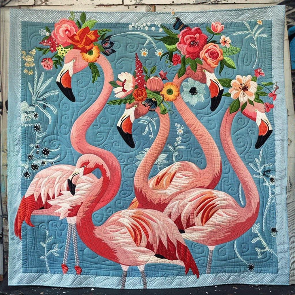 Tropical Escape Quilted Blanket Flamingo Gifts For Her