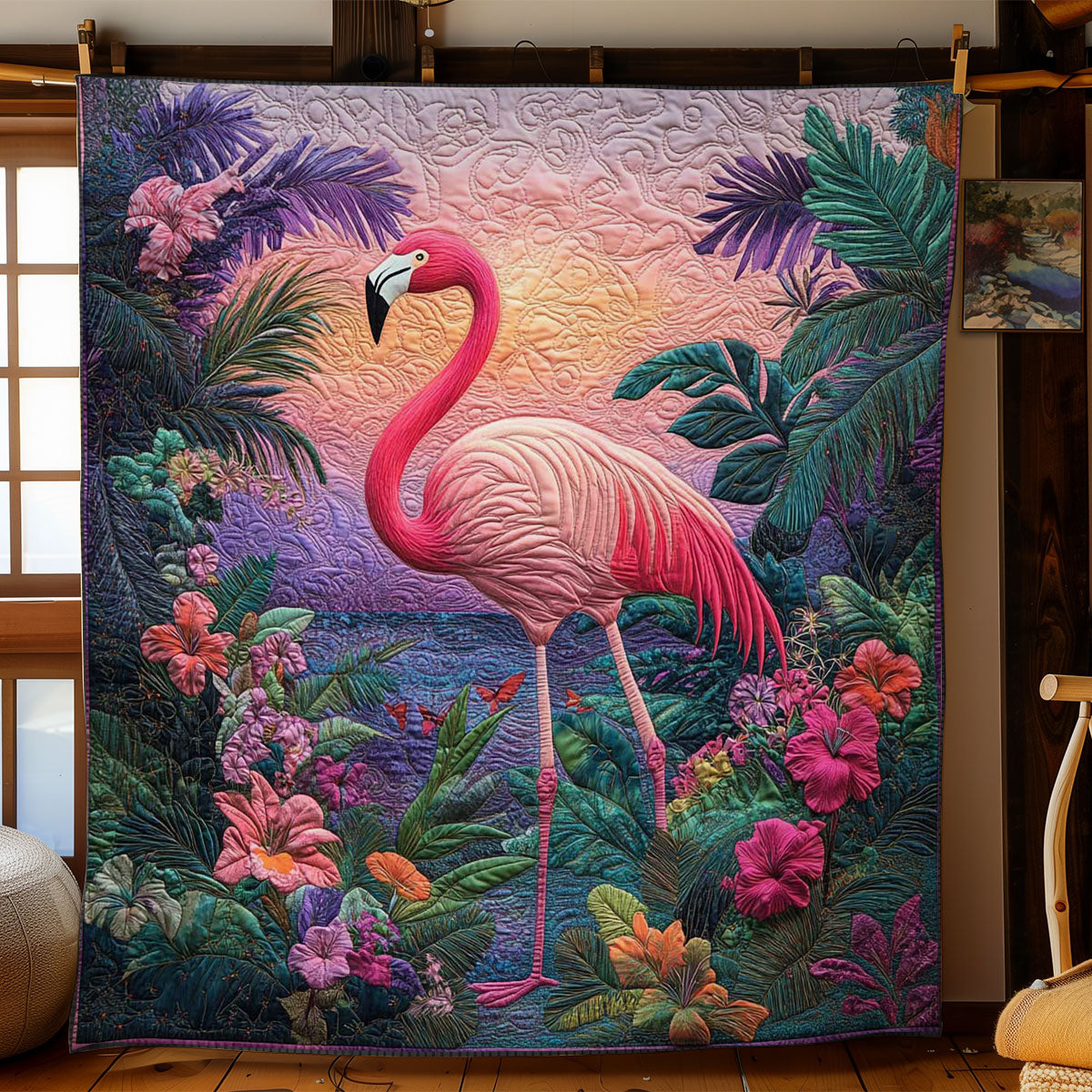 Tropical Flamingo Quilt Blanket Winter Blanket Mom And Daughter Gifts