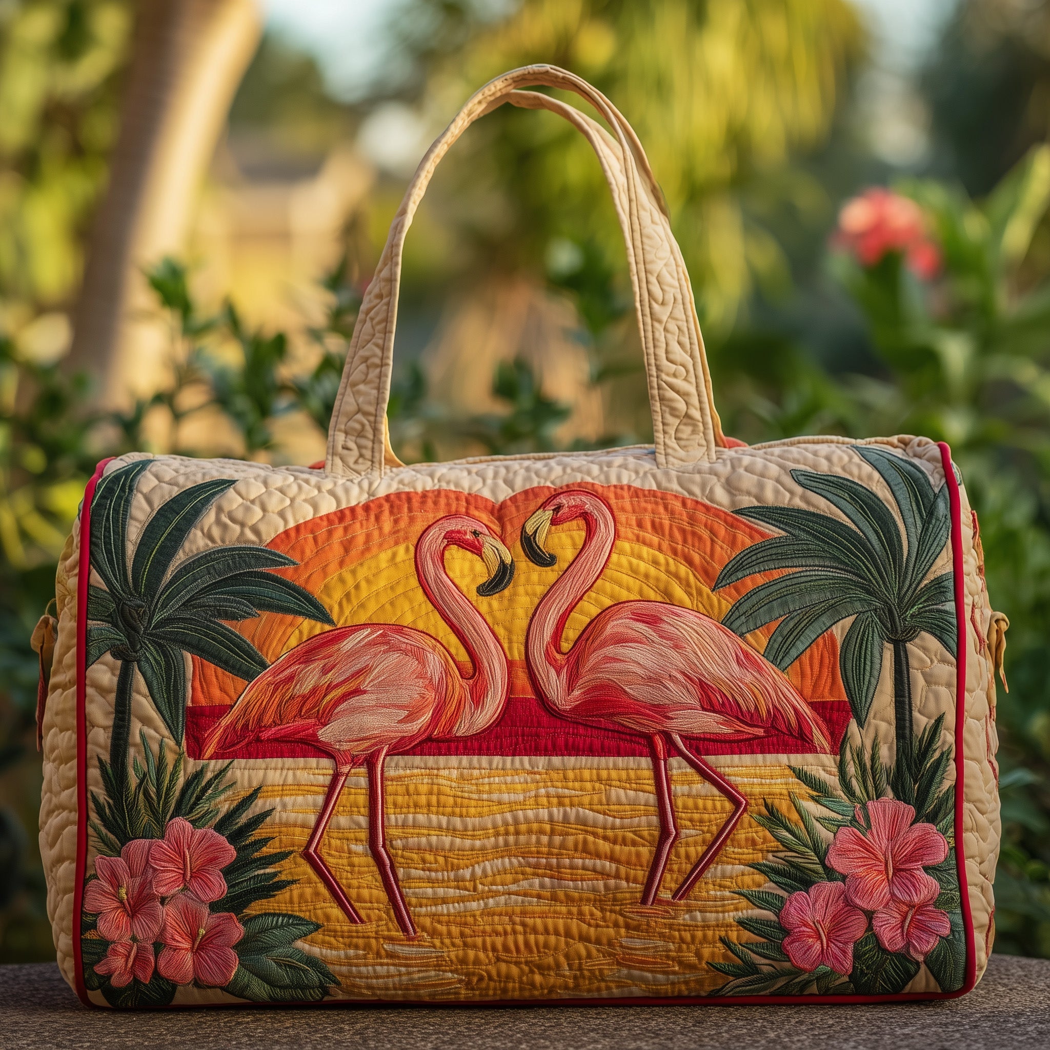 Tropical Flamingo Quilt Duffle Bag Compact And Spacious