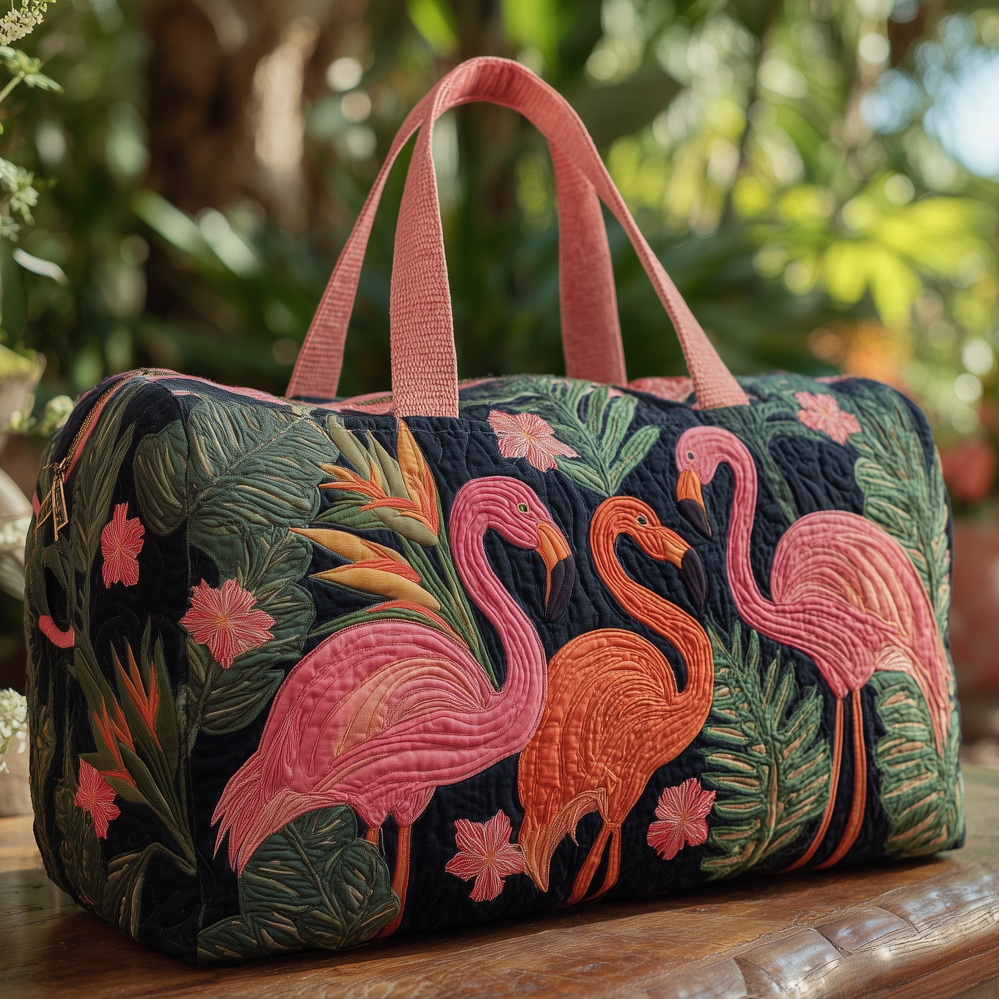 Tropical Flamingo Quilt Duffle Bag Daily Essentials Organizer