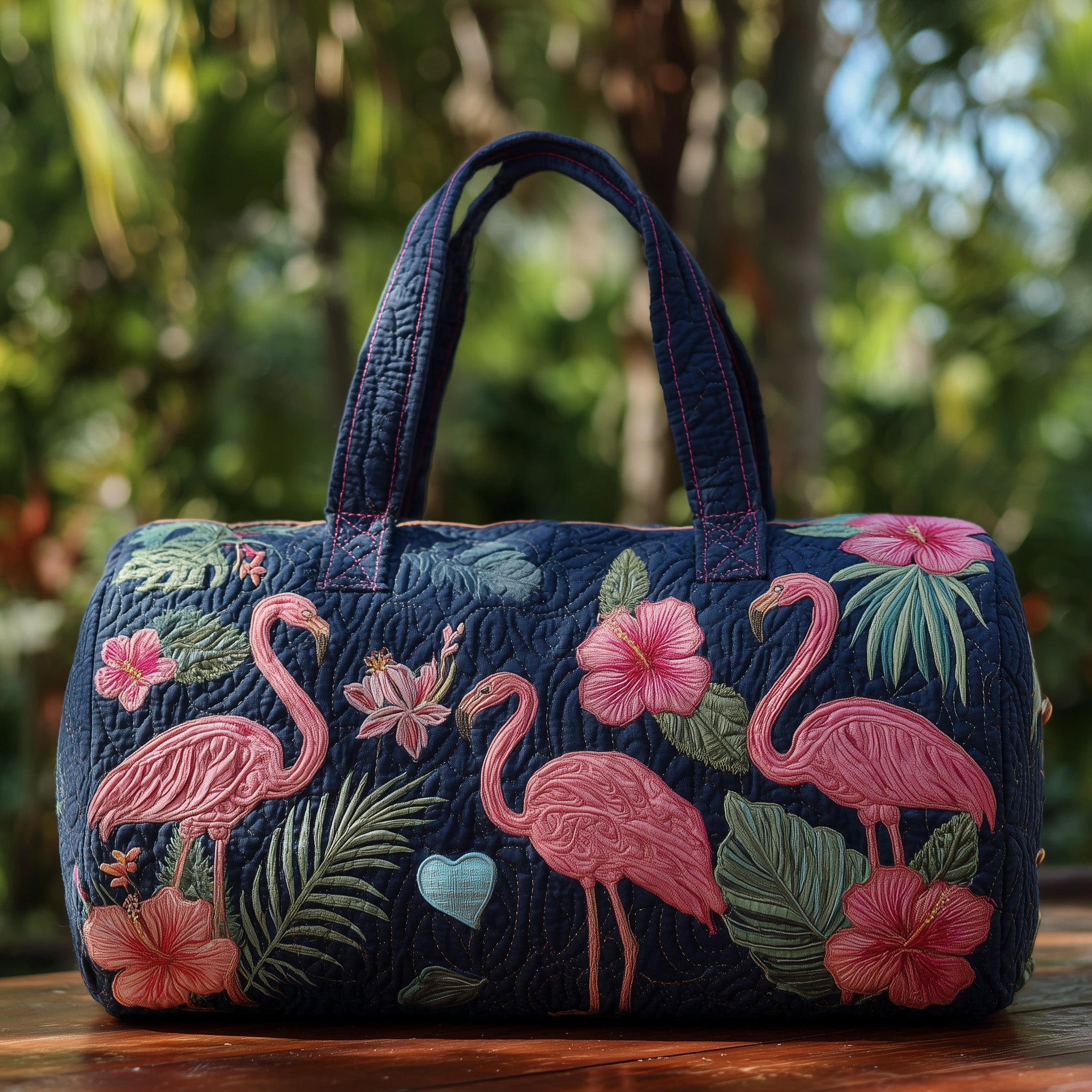 Tropical Flamingo Quilt Duffle Bag Durable And Lightweight