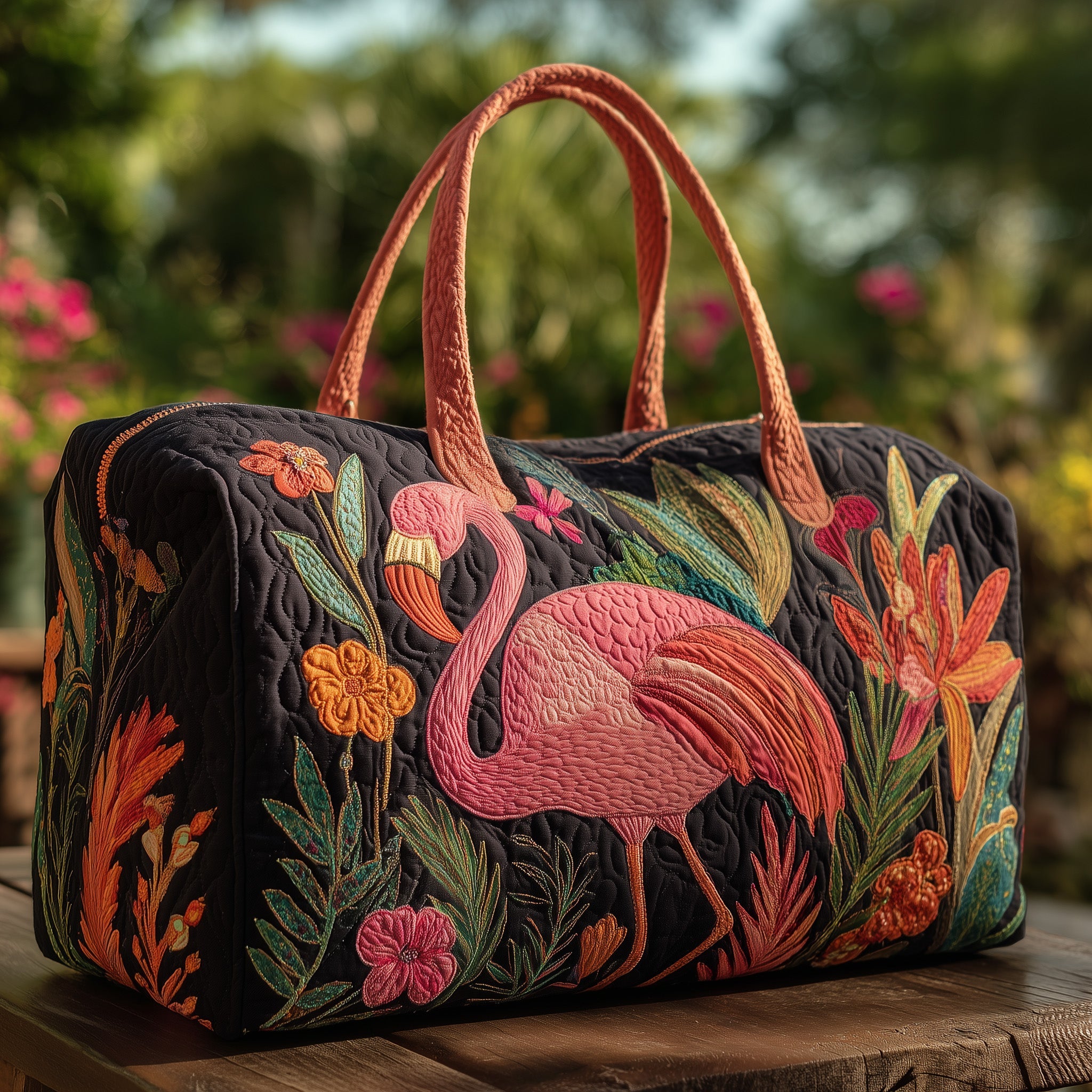Tropical Flamingo Quilt Duffle Bag Easy To Clean Surface