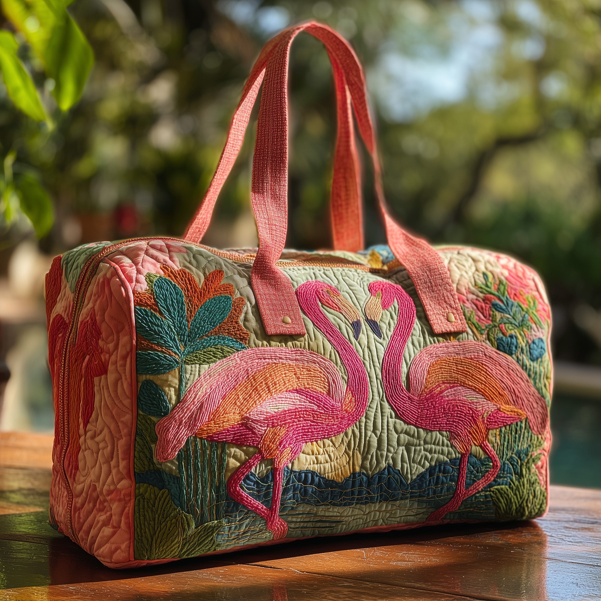 Tropical Flamingo Quilt Duffle Bag Father's Day Gift Idea