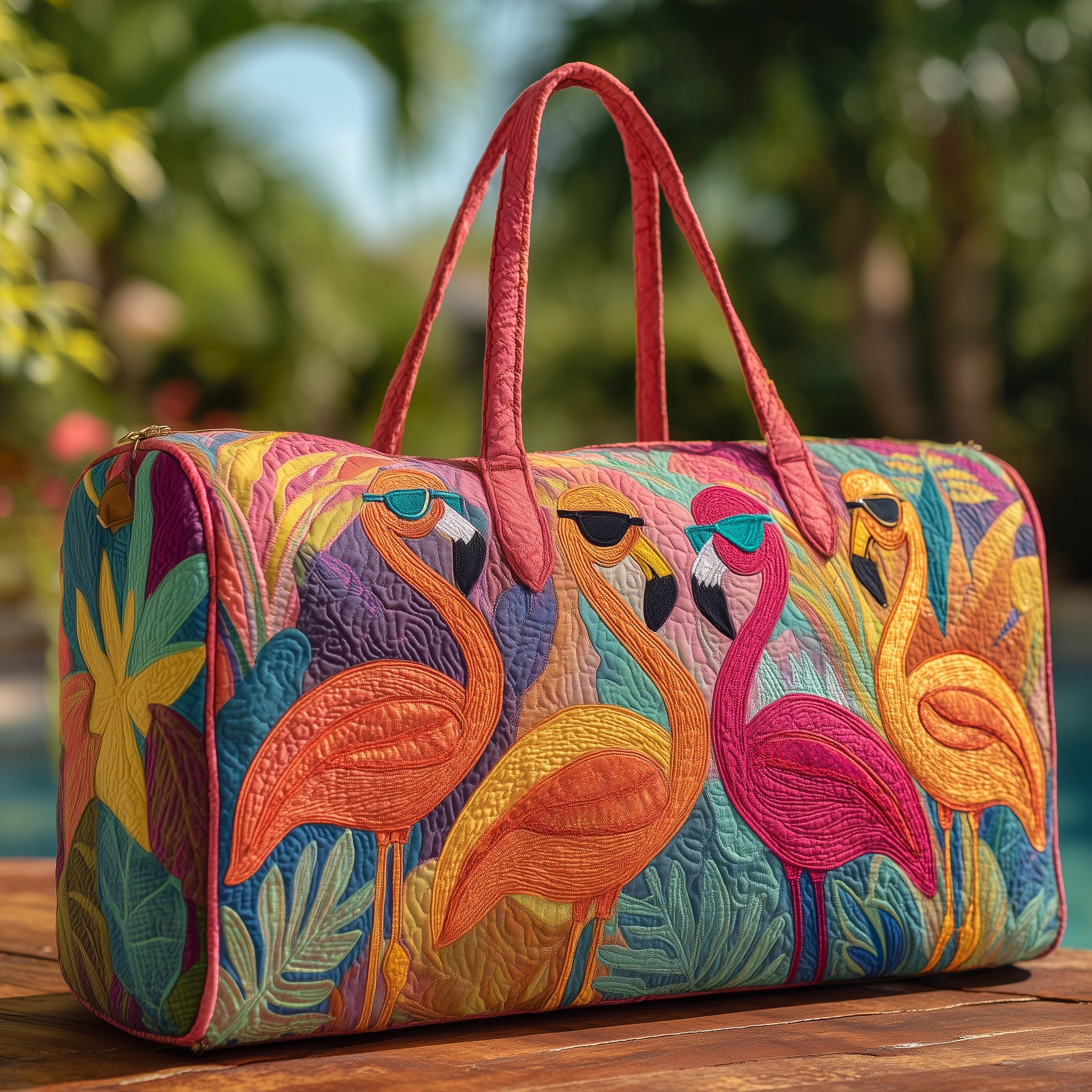 Tropical Flamingo Quilt Duffle Bag Holiday Gift Idea