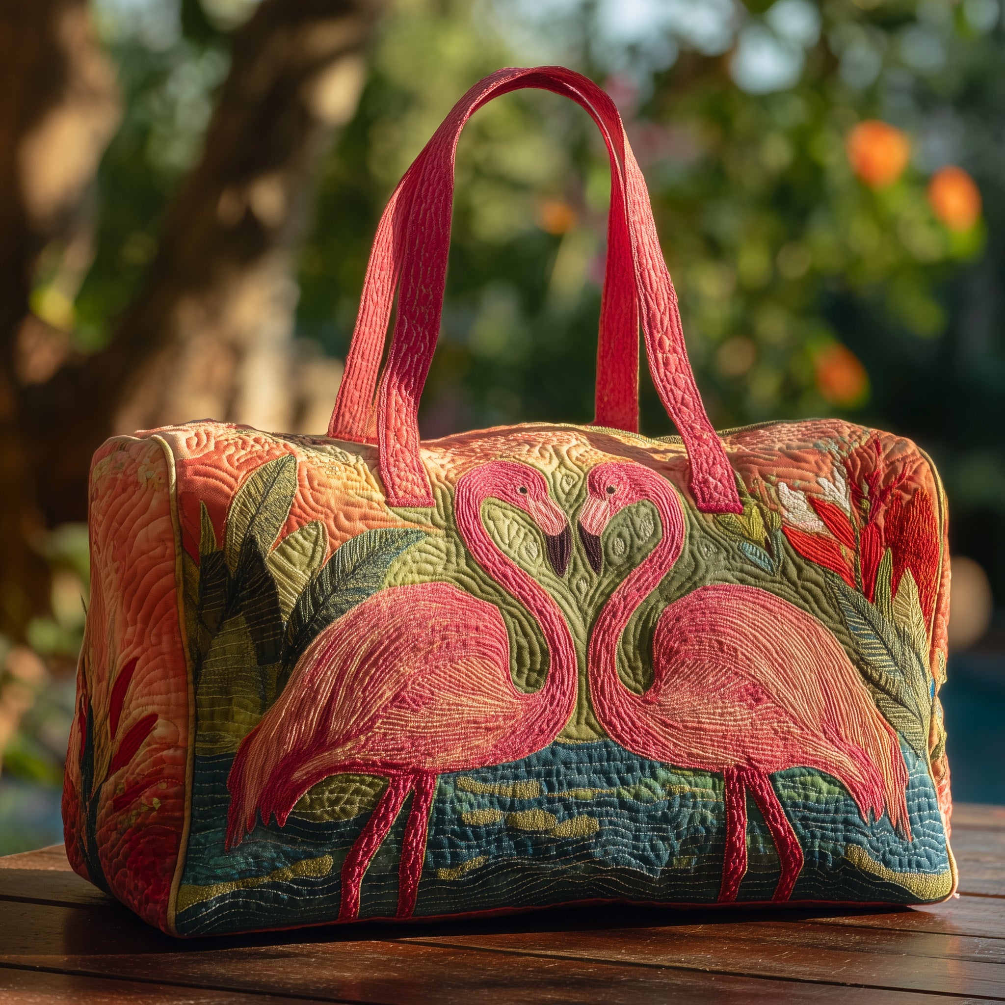 Tropical Flamingo Quilt Duffle Bag Mother's Day Gift Idea
