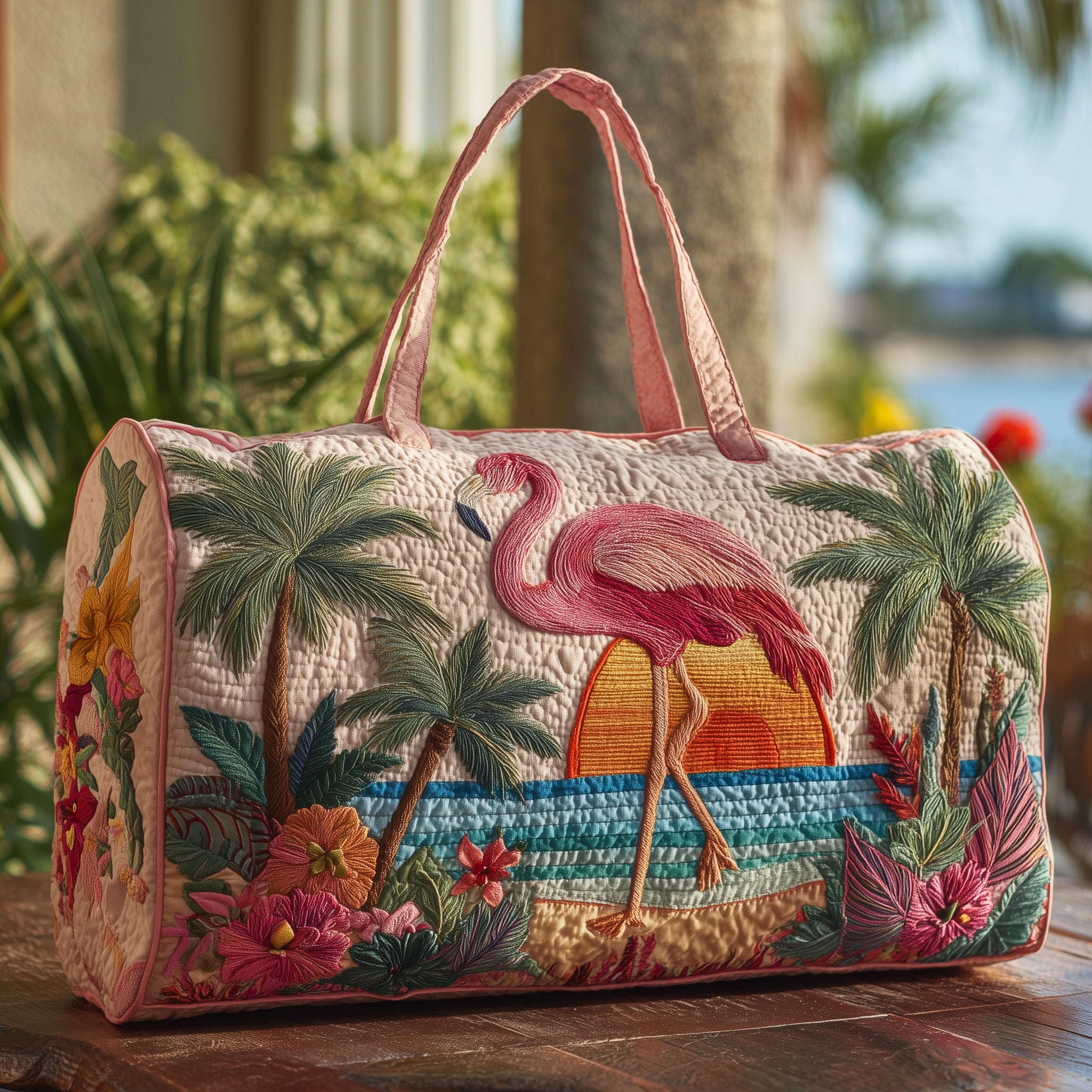 Tropical Flamingo Quilt Duffle Bag New Year Gift Idea