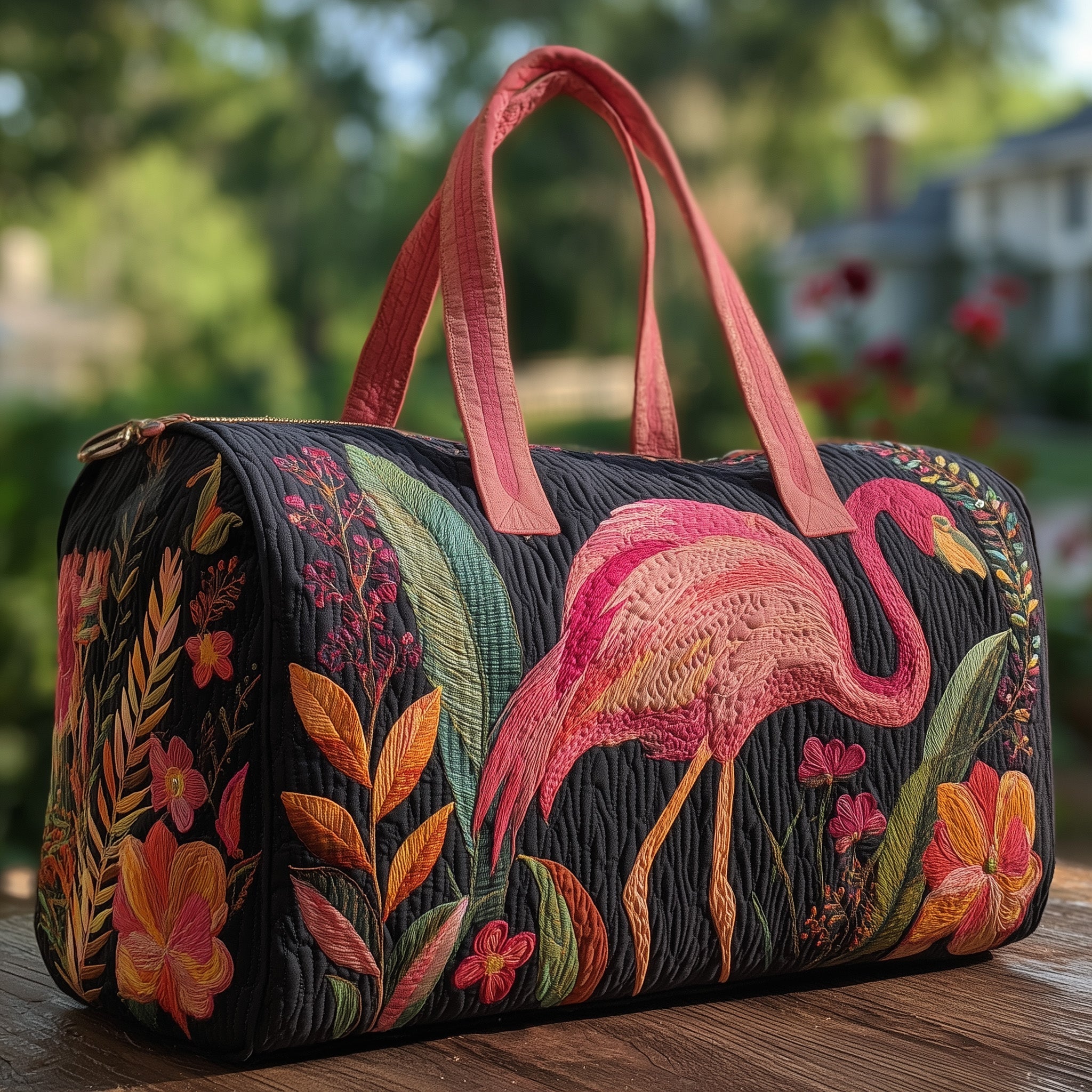 Tropical Flamingo Quilt Duffle Bag Stylish And Practical