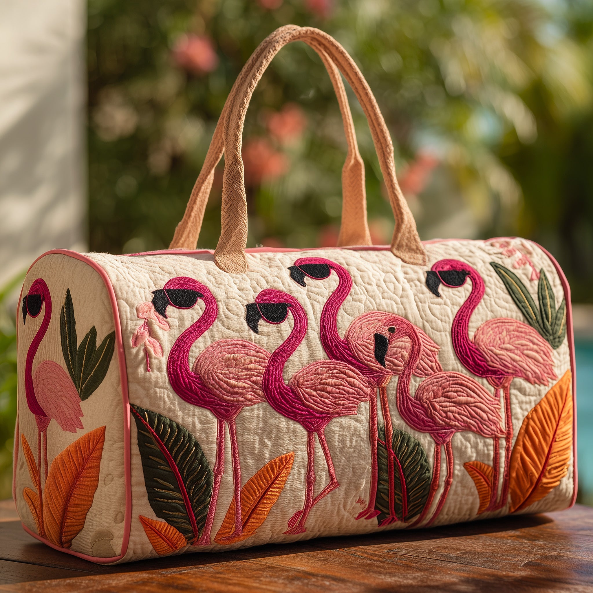 Tropical Flamingo Quilt Duffle Bag Thanksgiving Gift Idea