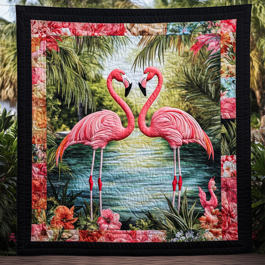 Tropical Flamingo Quilted Blanket Flamingo Gifts For Her