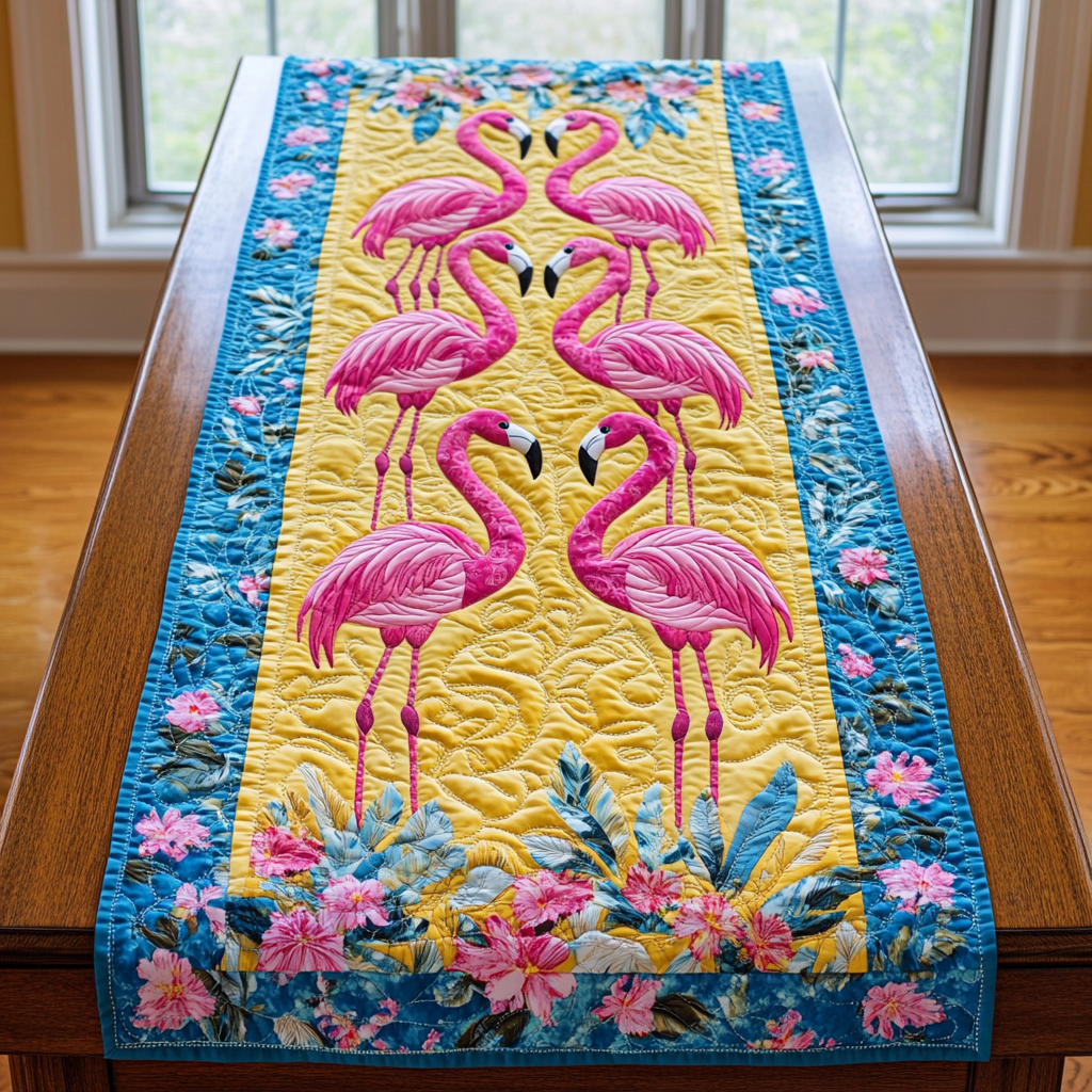 Tropical Flamingo Quilted Table Runner Kitchen Table Decor Ideas Flamingo Birthday Gift Ideas