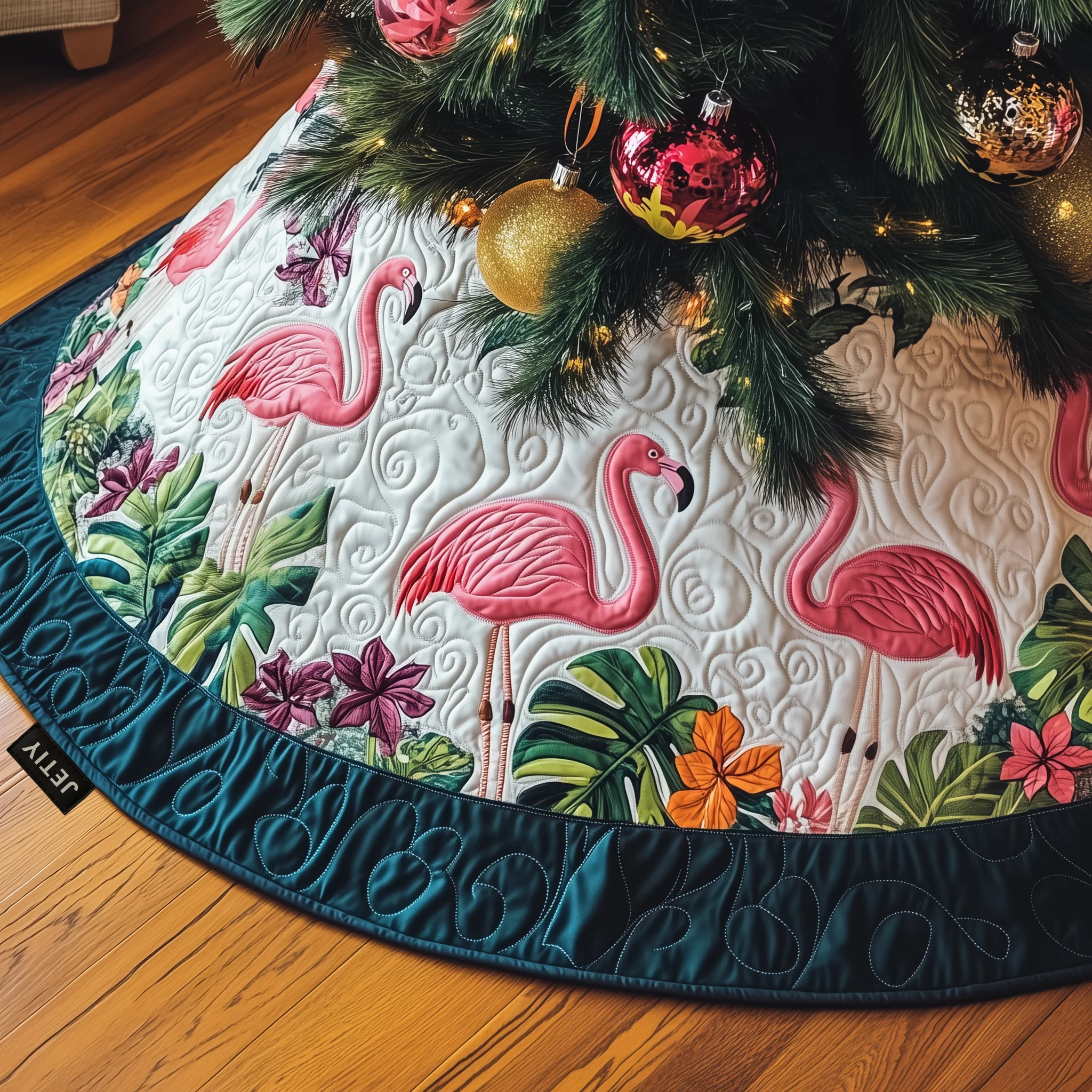 Tropical Flamingo Quilted Tree Skirt Adorable Easter Gift Merch