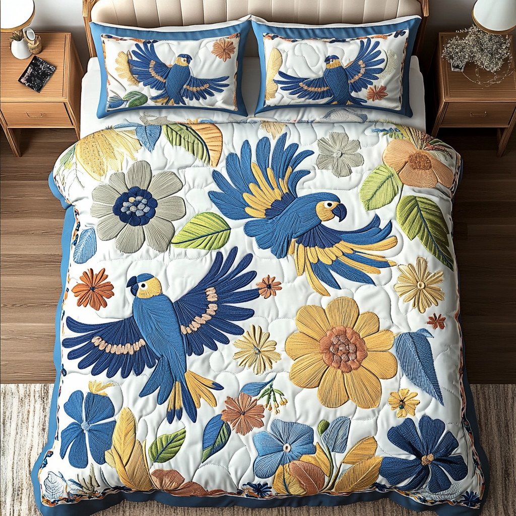 Tropical Flight Quilted Bedding Set Soft Bedding Set That Makes a Great Christmas Gift