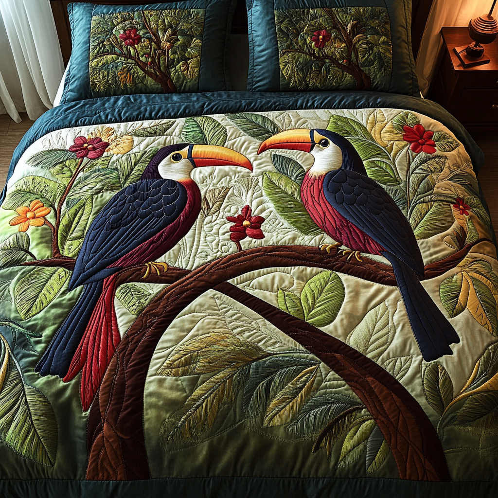 Tropical Flight Quilted Bedding Set Thoughtful Bedroom Gift Idea for Any Occasion