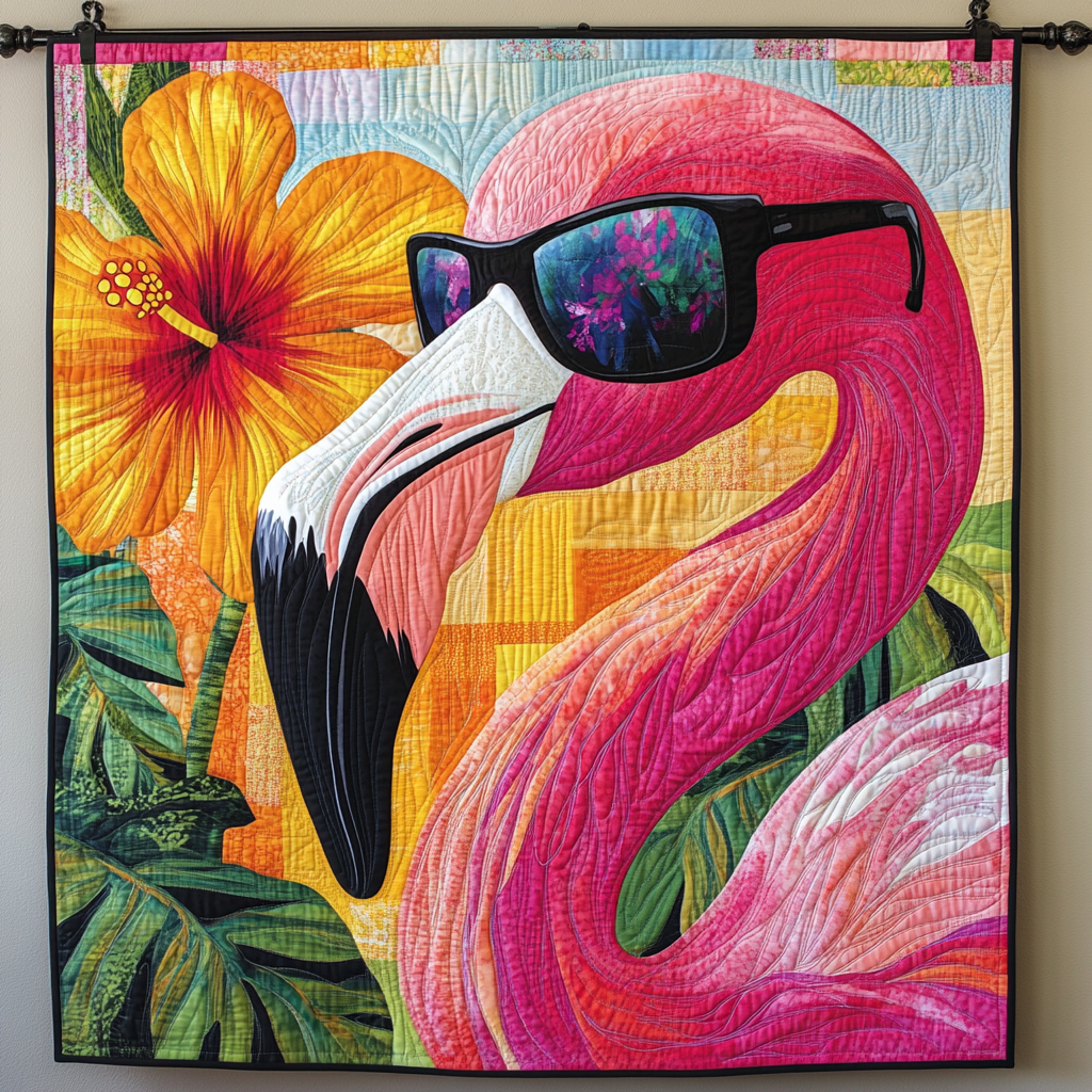 Tropical Flock Quilted Blanket Flamingo Gifts For Ladies