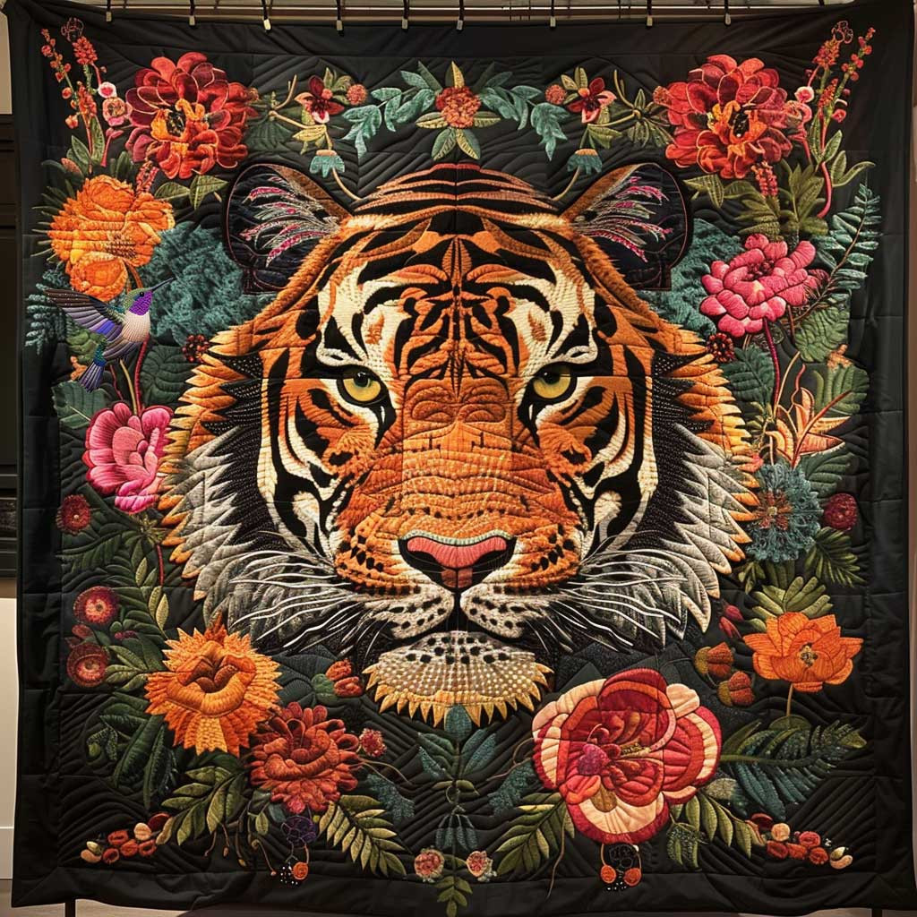 Tropical Forest Tiger Xmas Quilted Blanket Blanket Coolf Gifts For Married Couples