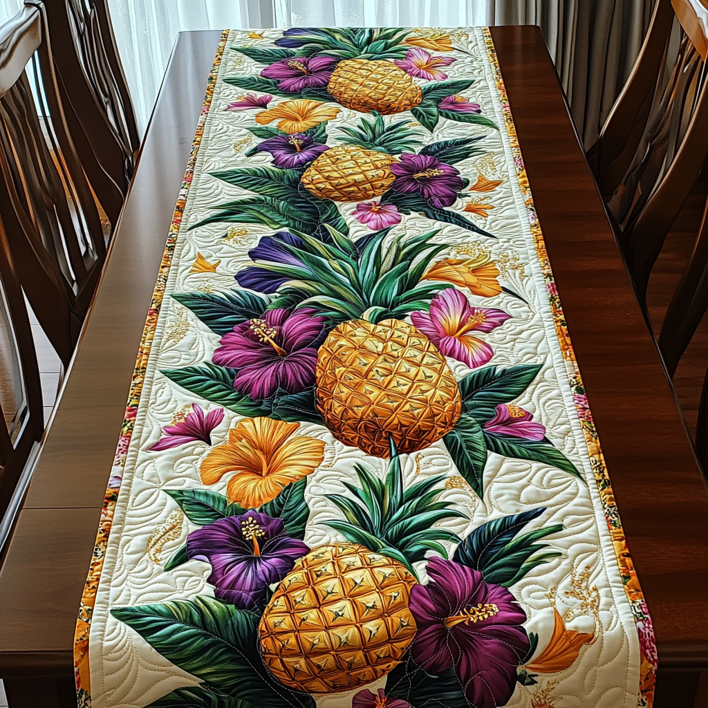 Tropical Fusion Quilted Table Runner Hawaii Table Runner Unique Gifts For Family