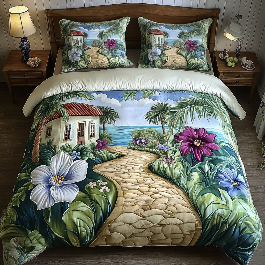 Tropical Getaway Quilted Bedding Set Best Comforter Sets Christmas Gifts For Surfers