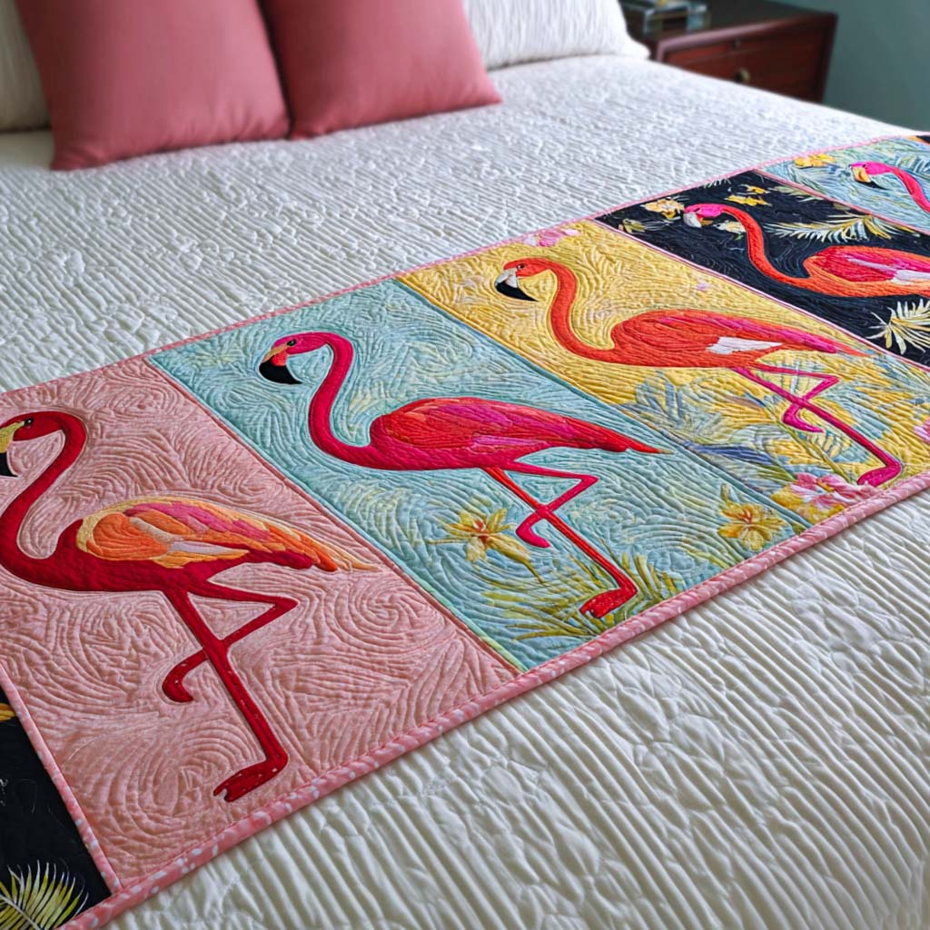 Tropical Grace Quilted Bed Runner Bed Decor Flamingo Gifts For Sisters