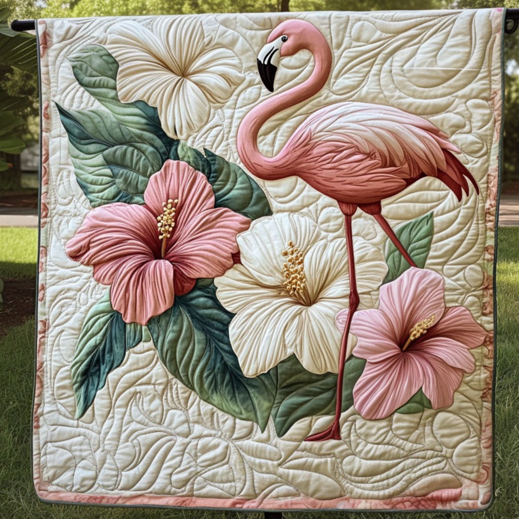Tropical Grace Quilted Blanket Christmas Room Decor Flamingo Based Gifts