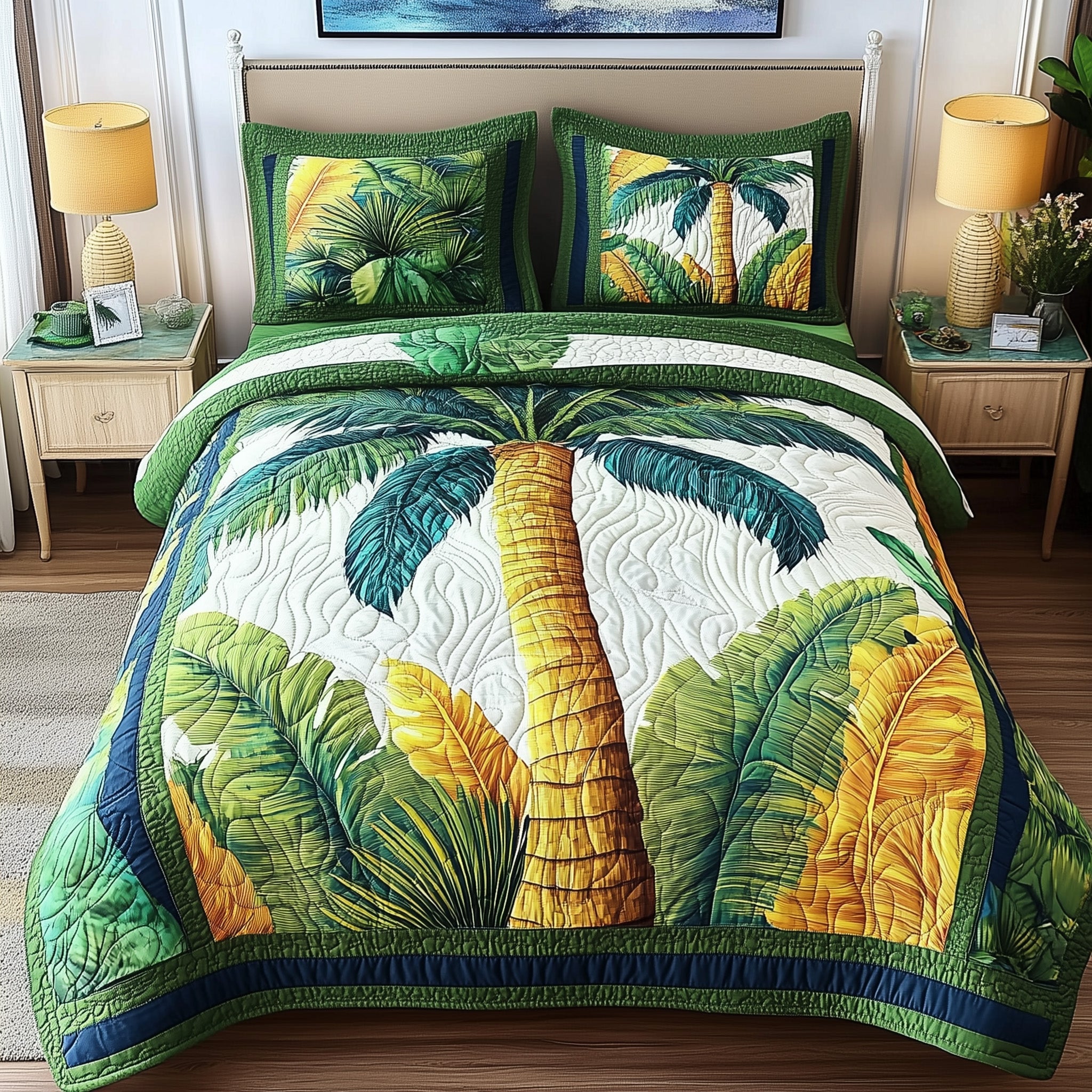 Tropical Heaven Quilted Bedding Set Duvet Cover Merchandise Meaningful Birthday Gifts For Her