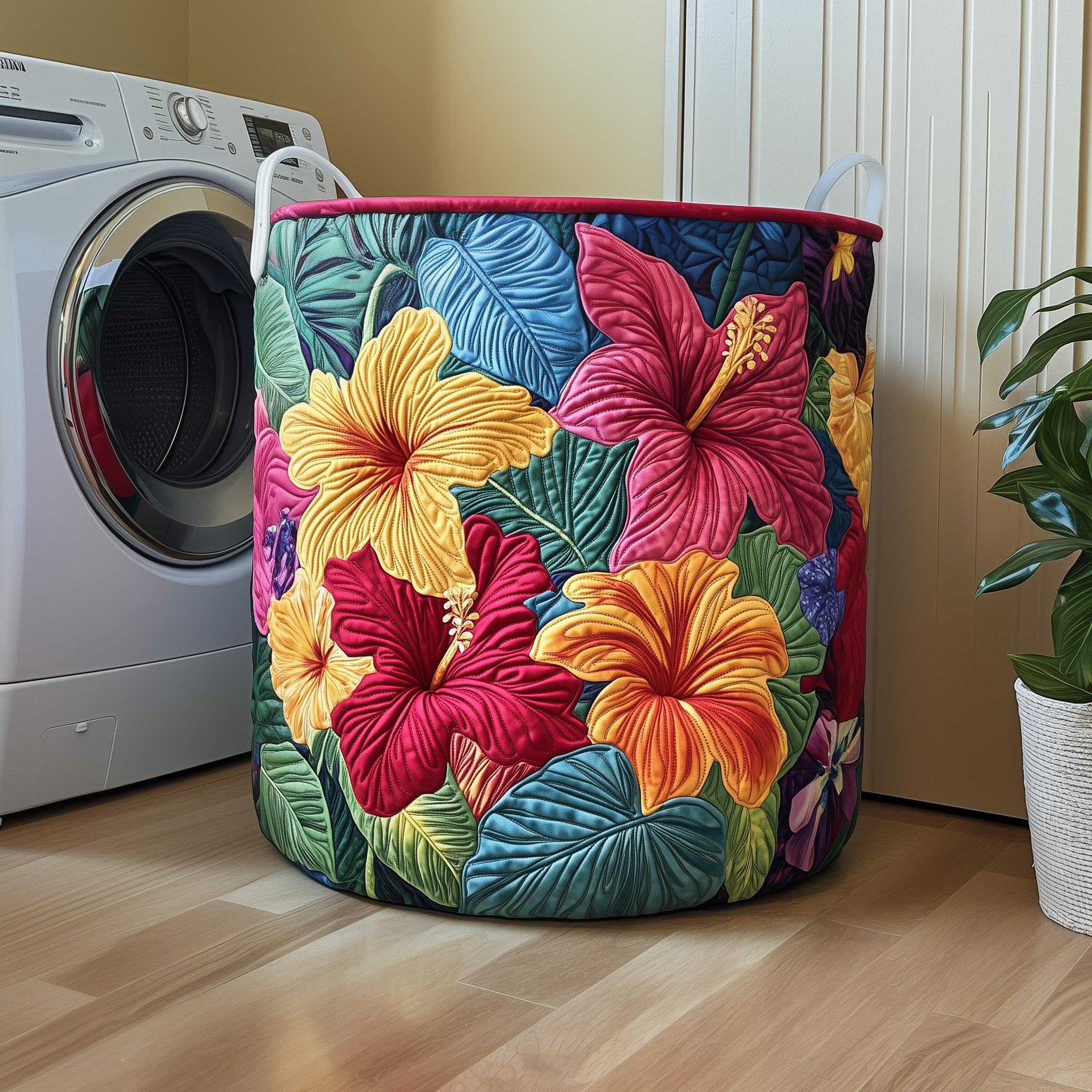 Tropical Hibiscus Quilted Laundry Basket Gftoyc200 Perfect Birthday Gift Idea
