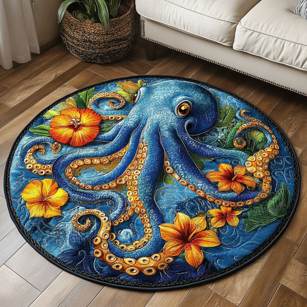 Tropical Hug Quilted Round Mat Christmas Decor For Entryway Unique Gifts For Beach Lovers