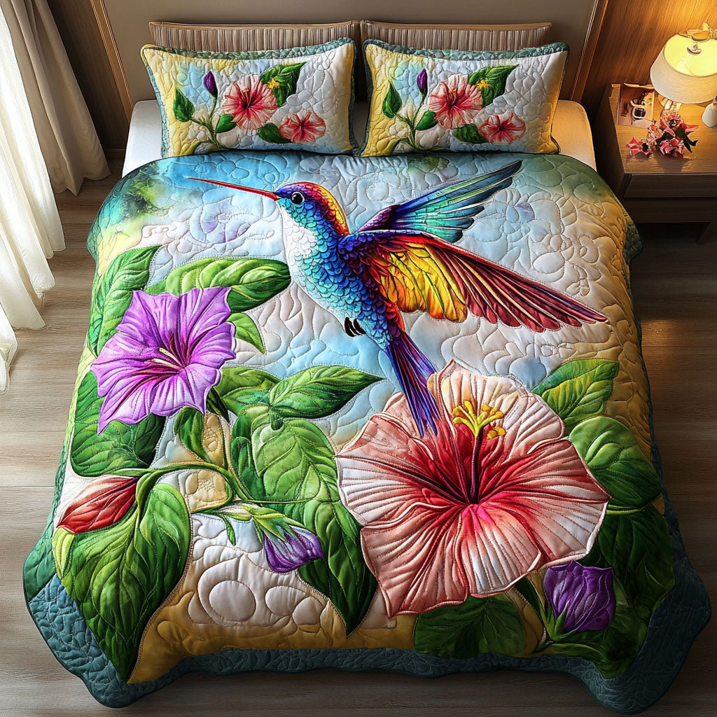 Tropical Hummingbird Quilted Bedding Set Bedroom Decorations Novelty Hummingbird Gifts