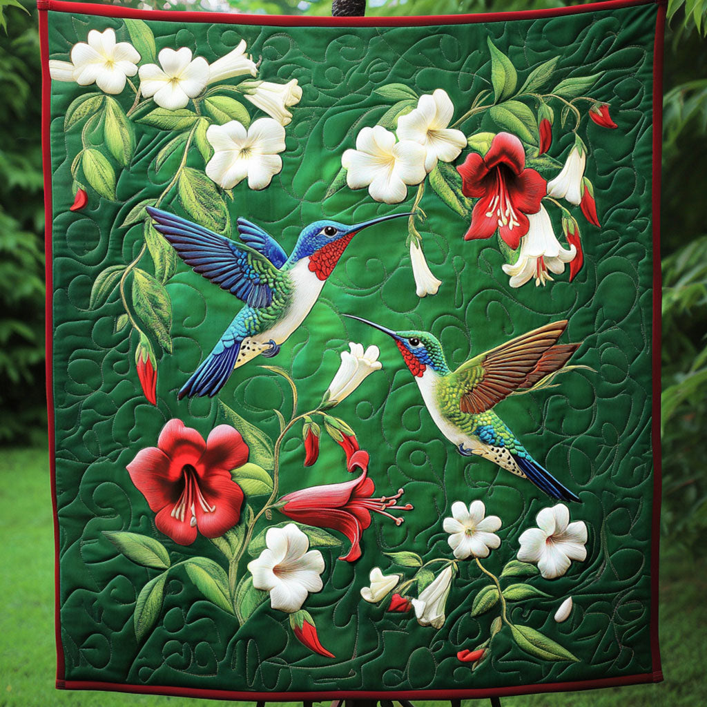 Tropical Hummingbirds Quilted Blanket Cute Throw Blanket Hummingbird Gifts For Him