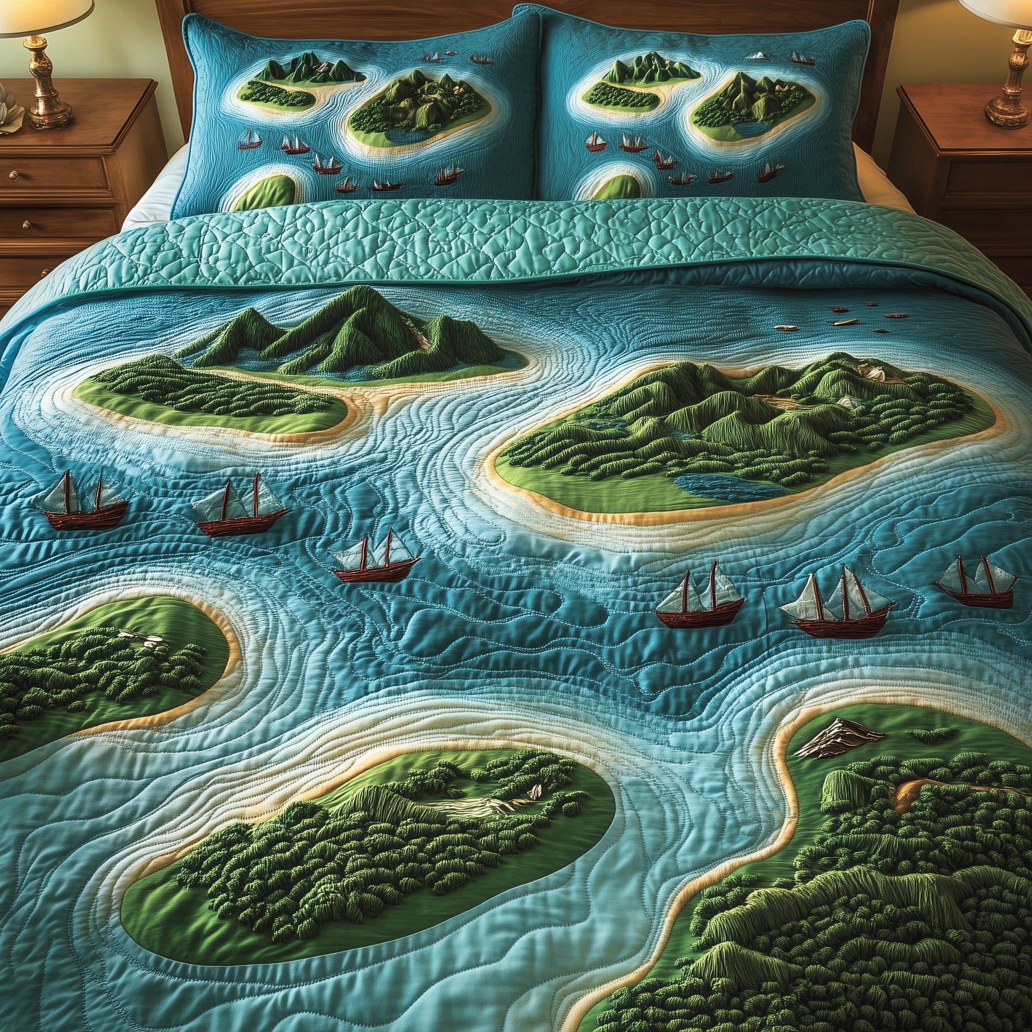 Tropical Island Quilted Bedding Set Bohemian Vibe