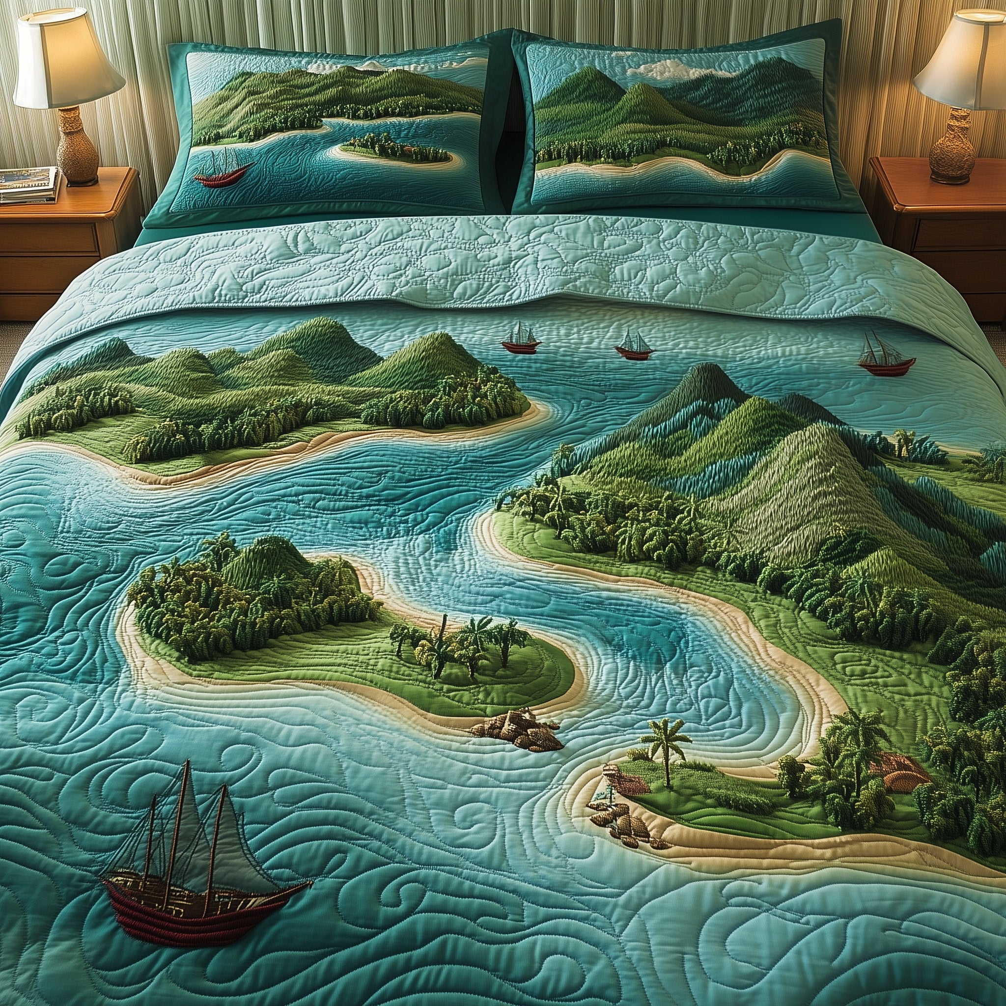 Tropical Island Quilted Bedding Set Breathable