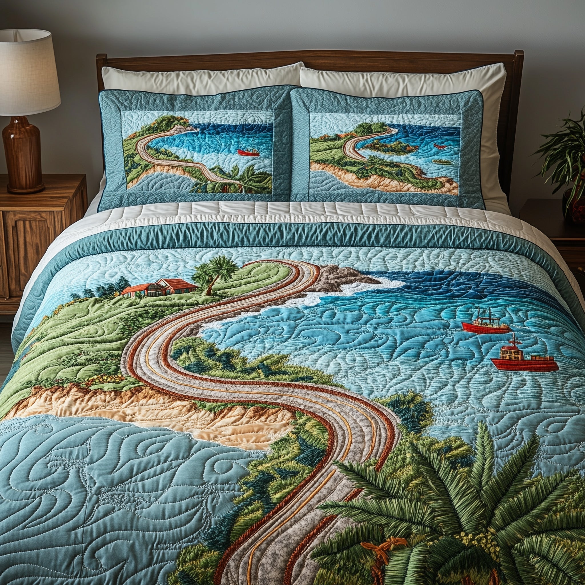 Tropical Island Quilted Bedding Set Home Decor Collection