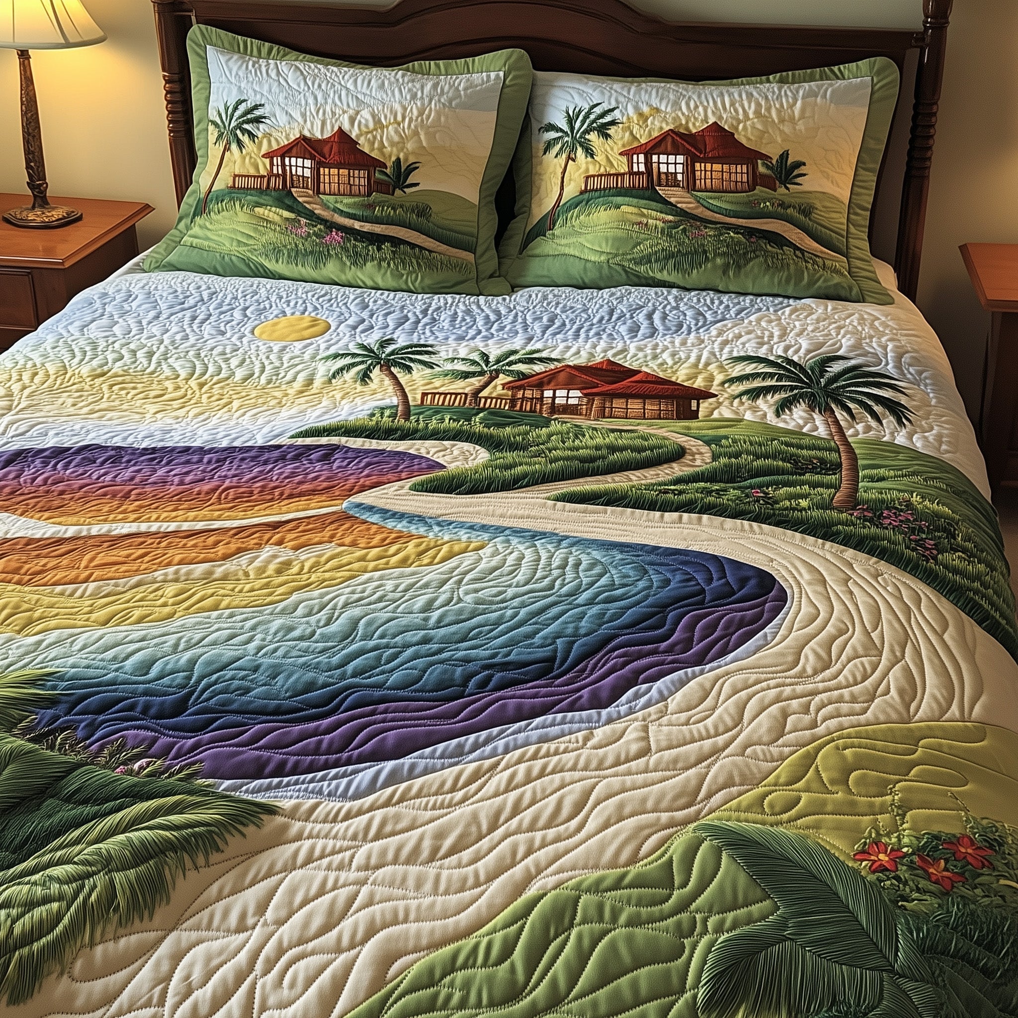 Tropical Island Quilted Bedding Set Unique Pattern